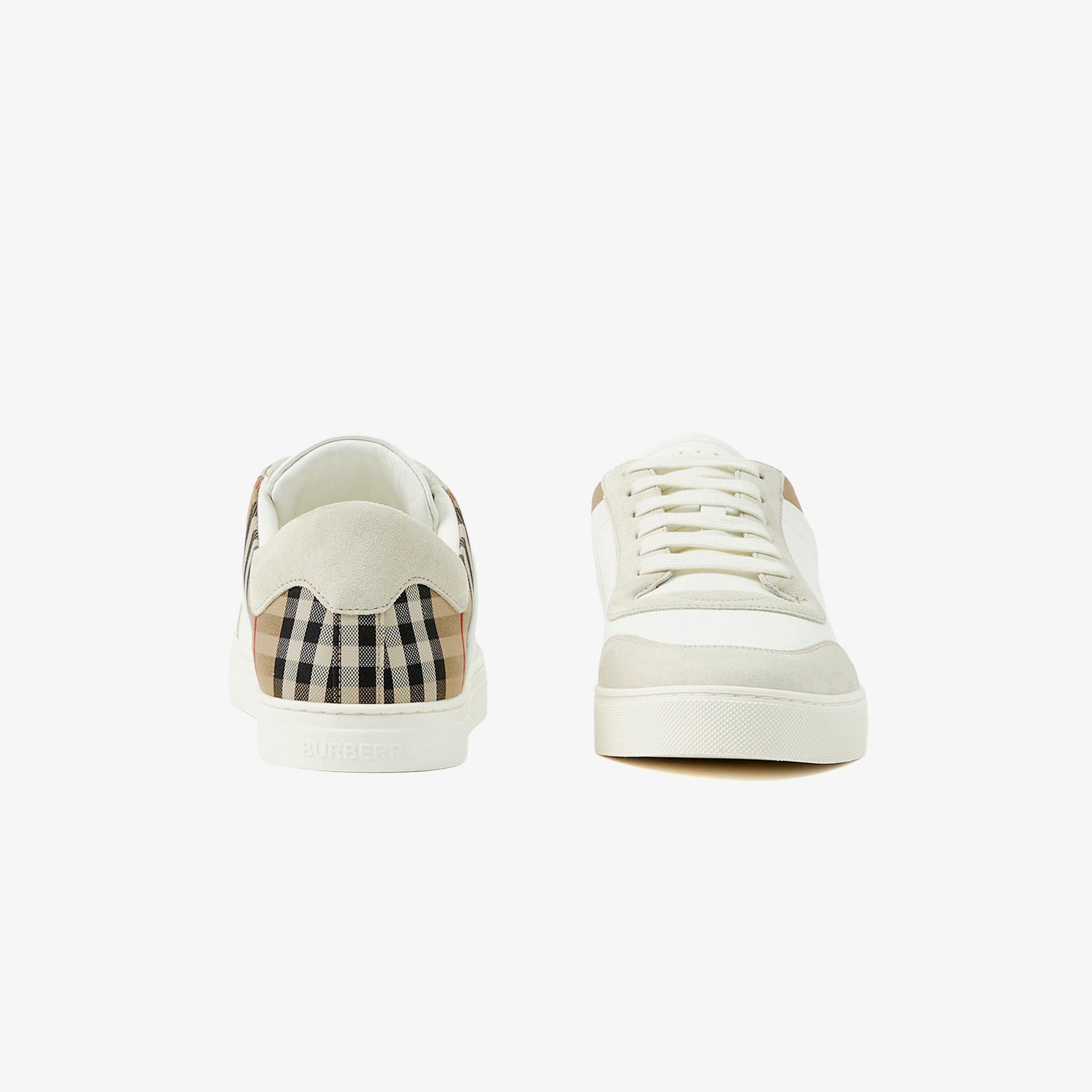 Burberry Leather, Suede and Check Erkek Beyaz Sneaker