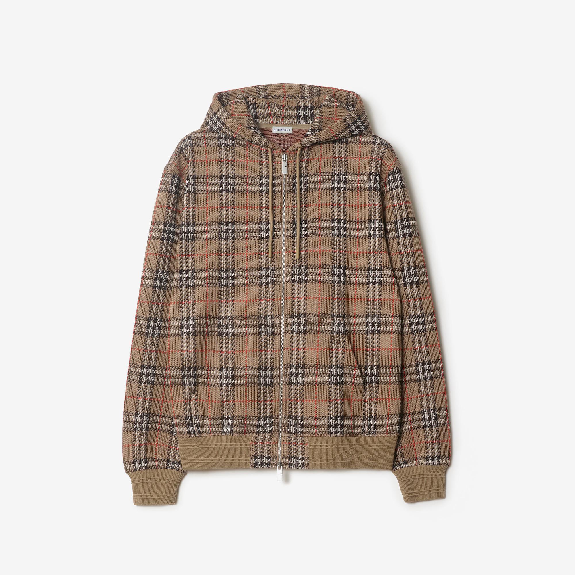 Burberry Sic Cotton Blend Zip Erkek Bej Hoodie