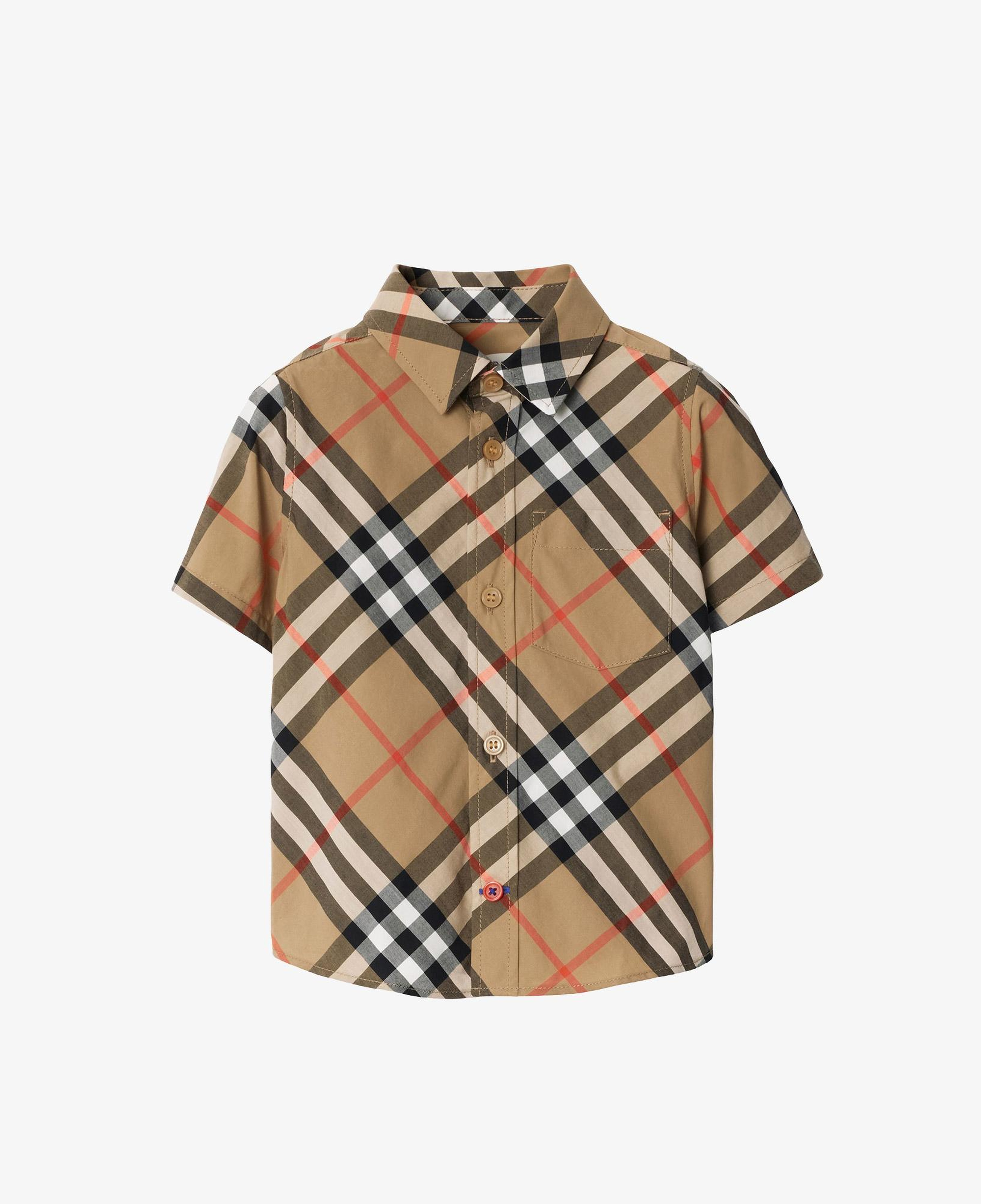 Burberry Check Pamuklu Çocuk Bej Gömlek