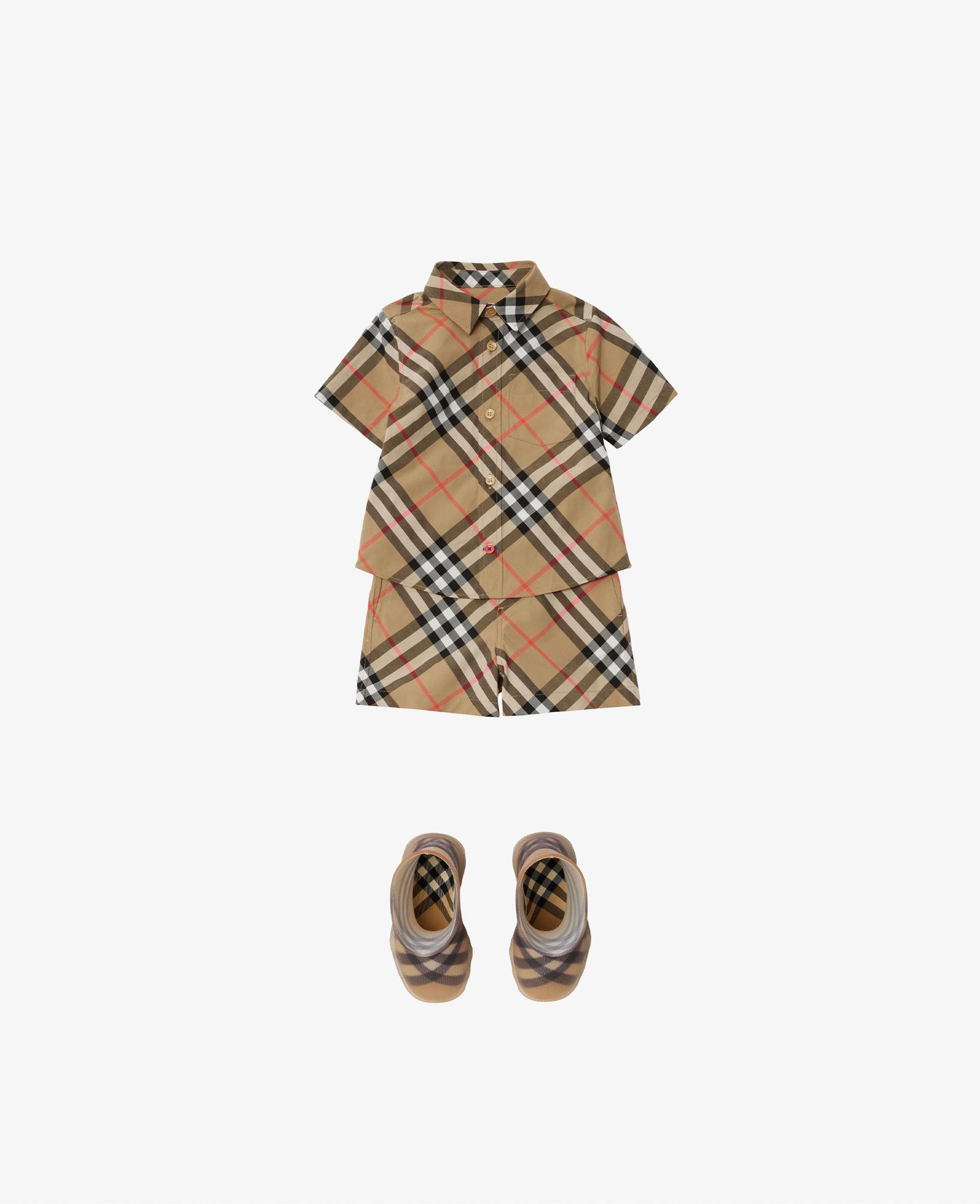 Burberry Check Pamuklu Çocuk Bej Gömlek