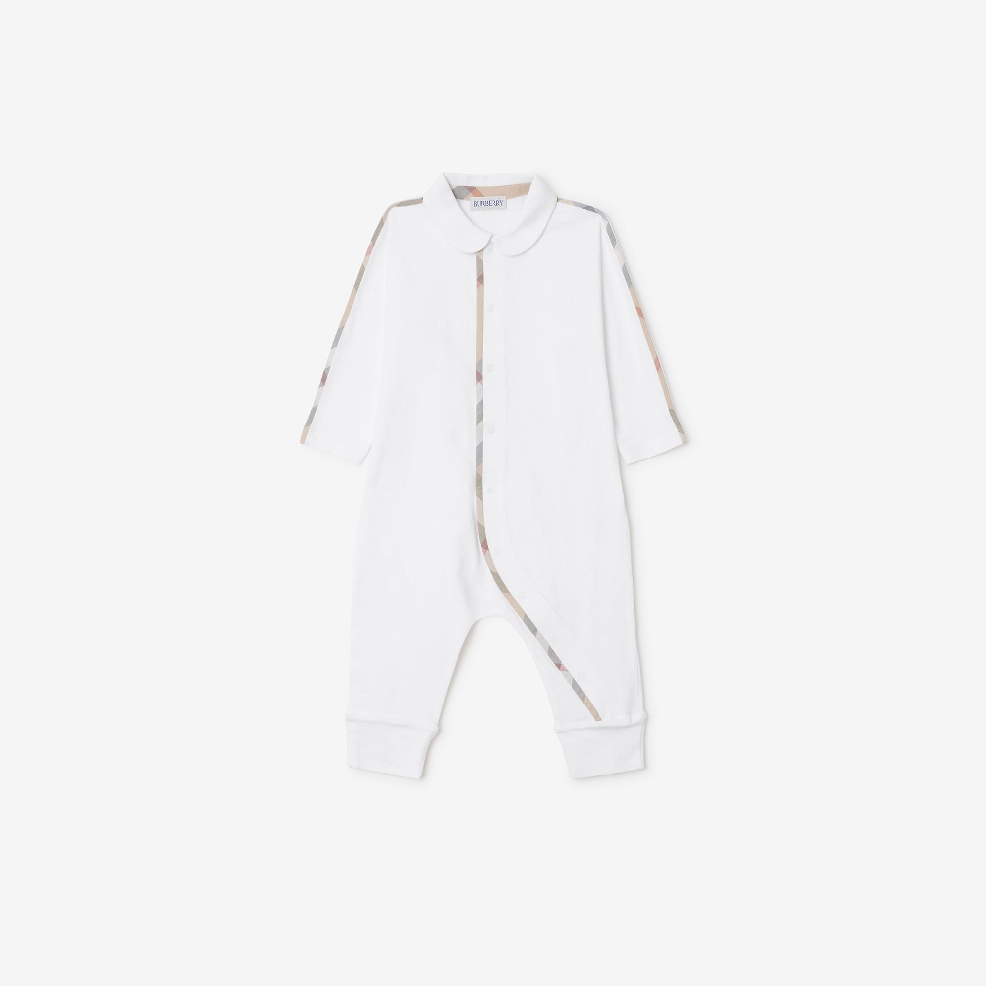 Burberry Hamilton Set Stretch Cotton Three-Piece Çocuk Beyaz Bebek Takımı