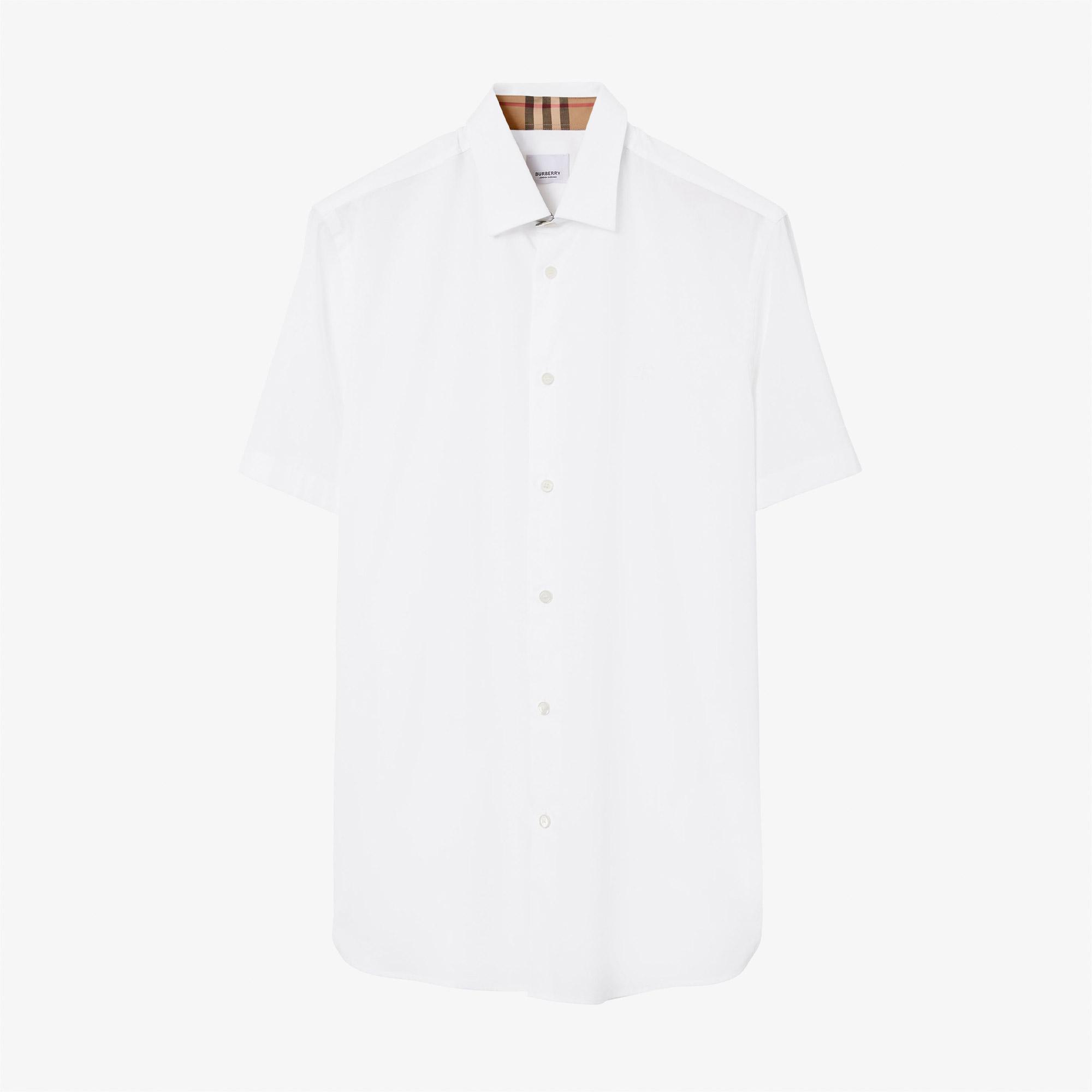 Burberry Stretch Pamuklu Erkek Beyaz Gömlek
