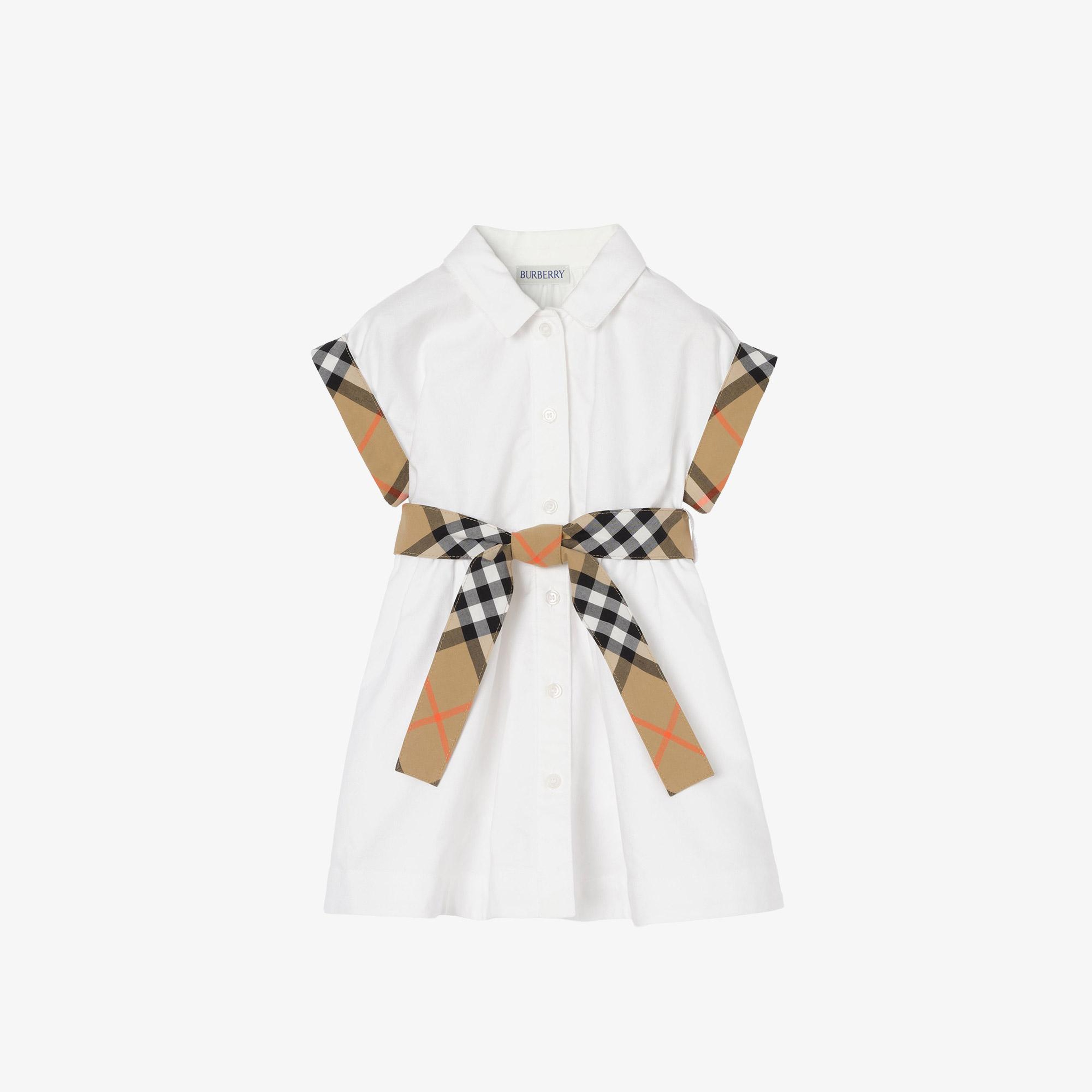 Burberry Juılıet Check Çocuk Beyaz Elbise