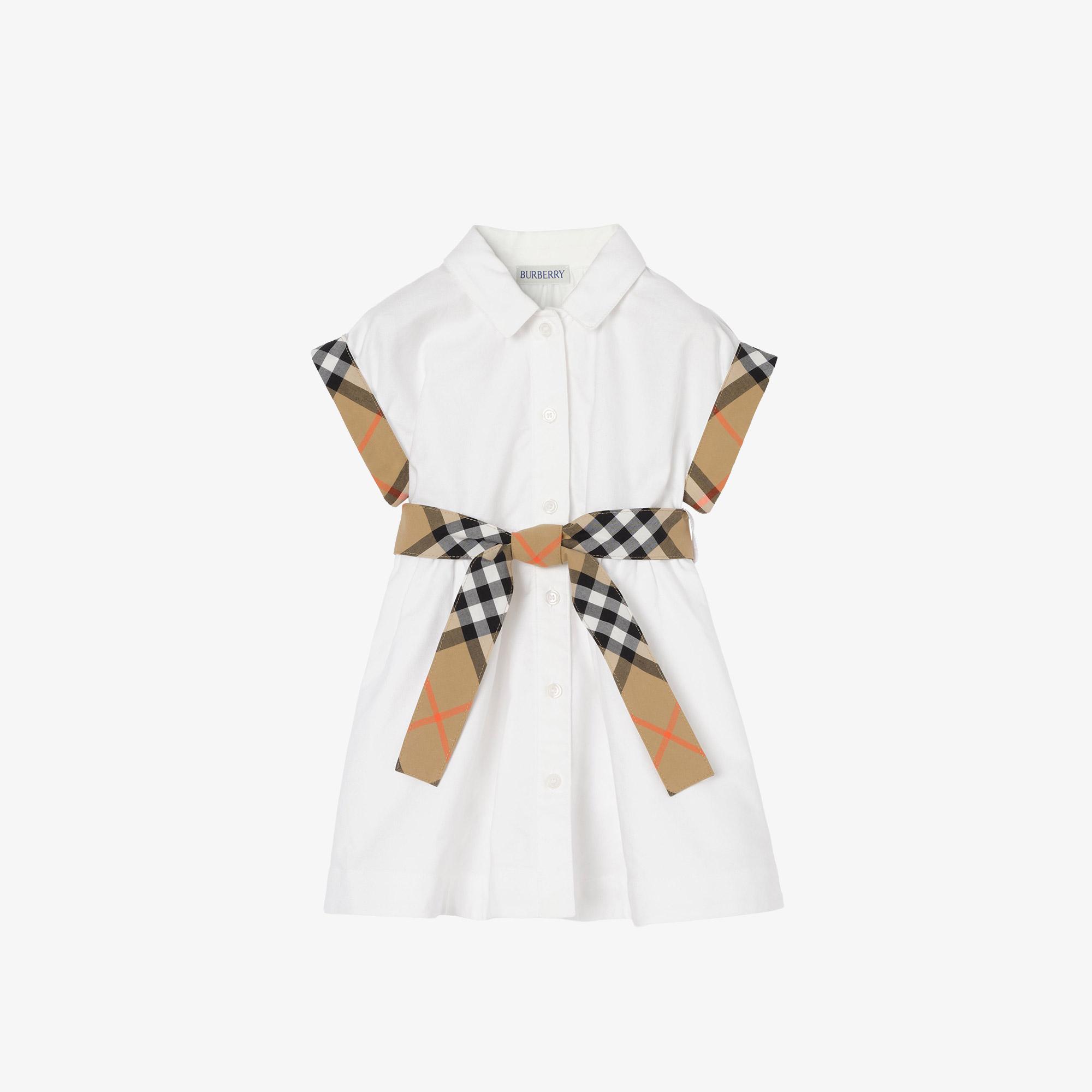 Burberry Juılıet Check Çocuk Beyaz Elbise