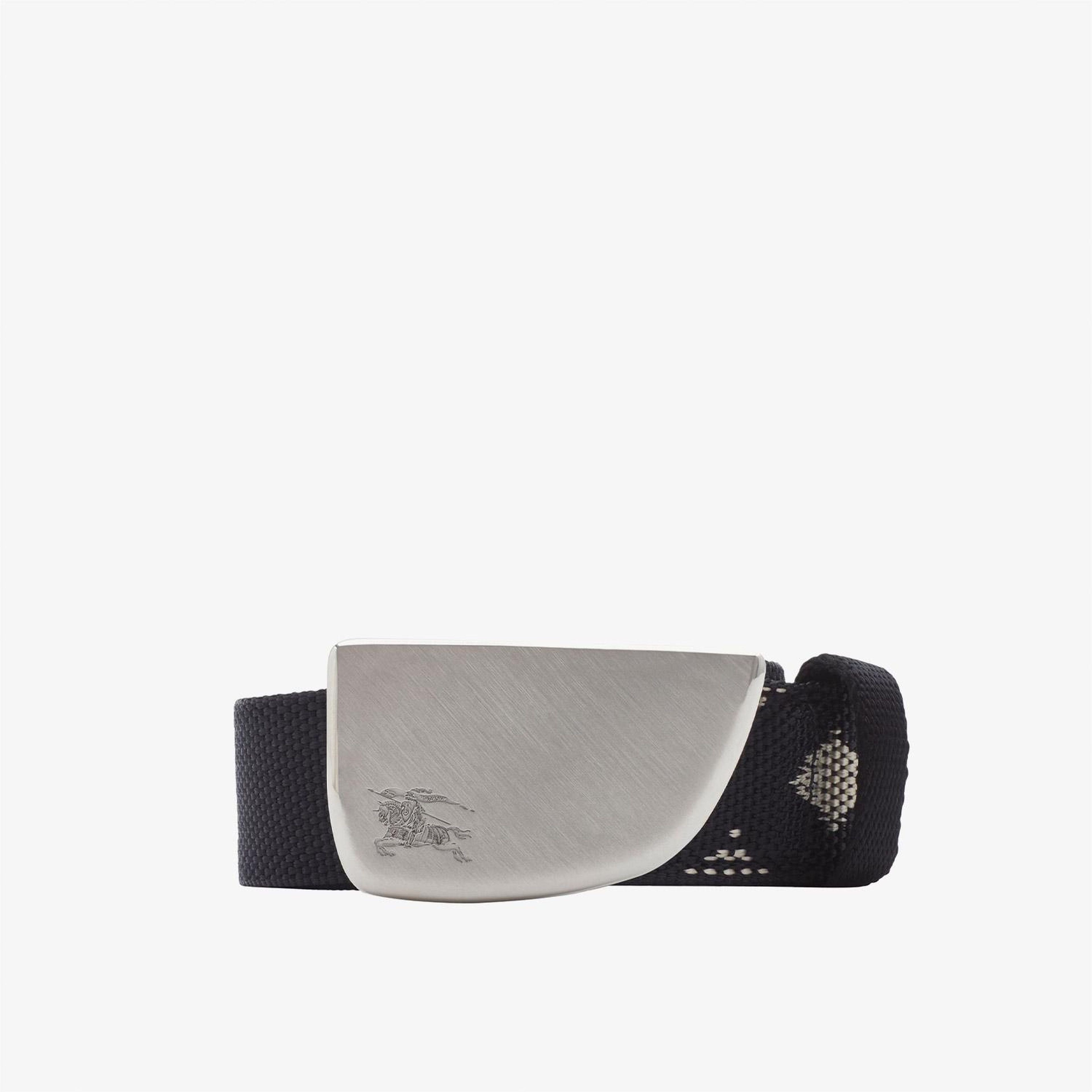 Burberry Check Webbing Shield Erkek Siyah Kemer
