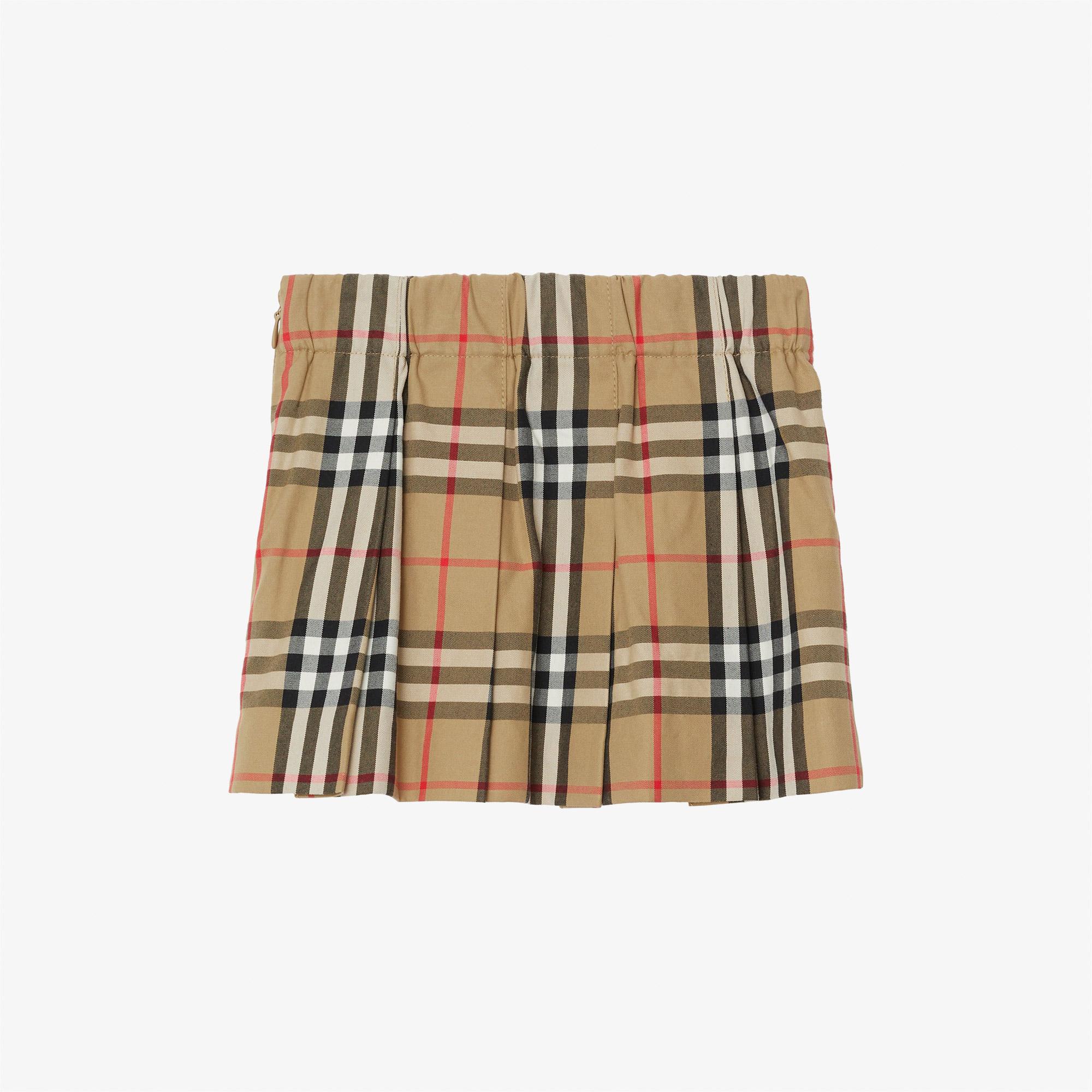 Burberry Check Pamuk Pleated Çocuk Bej Etek