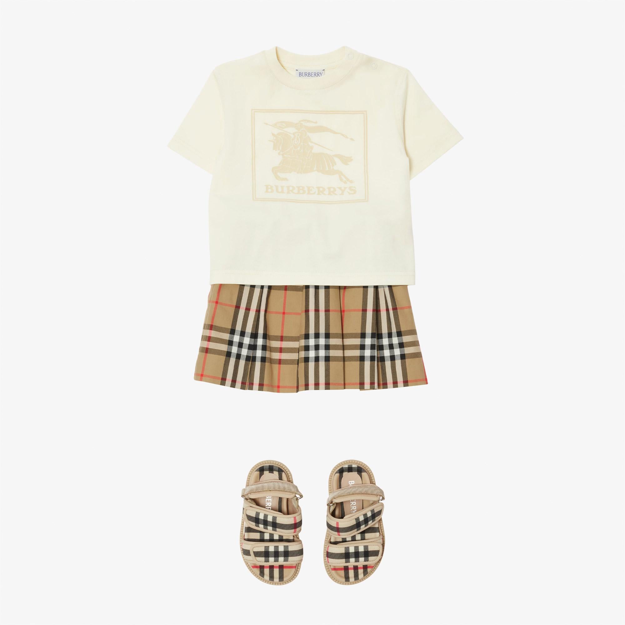 Burberry Check Pamuk Pleated Çocuk Bej Etek