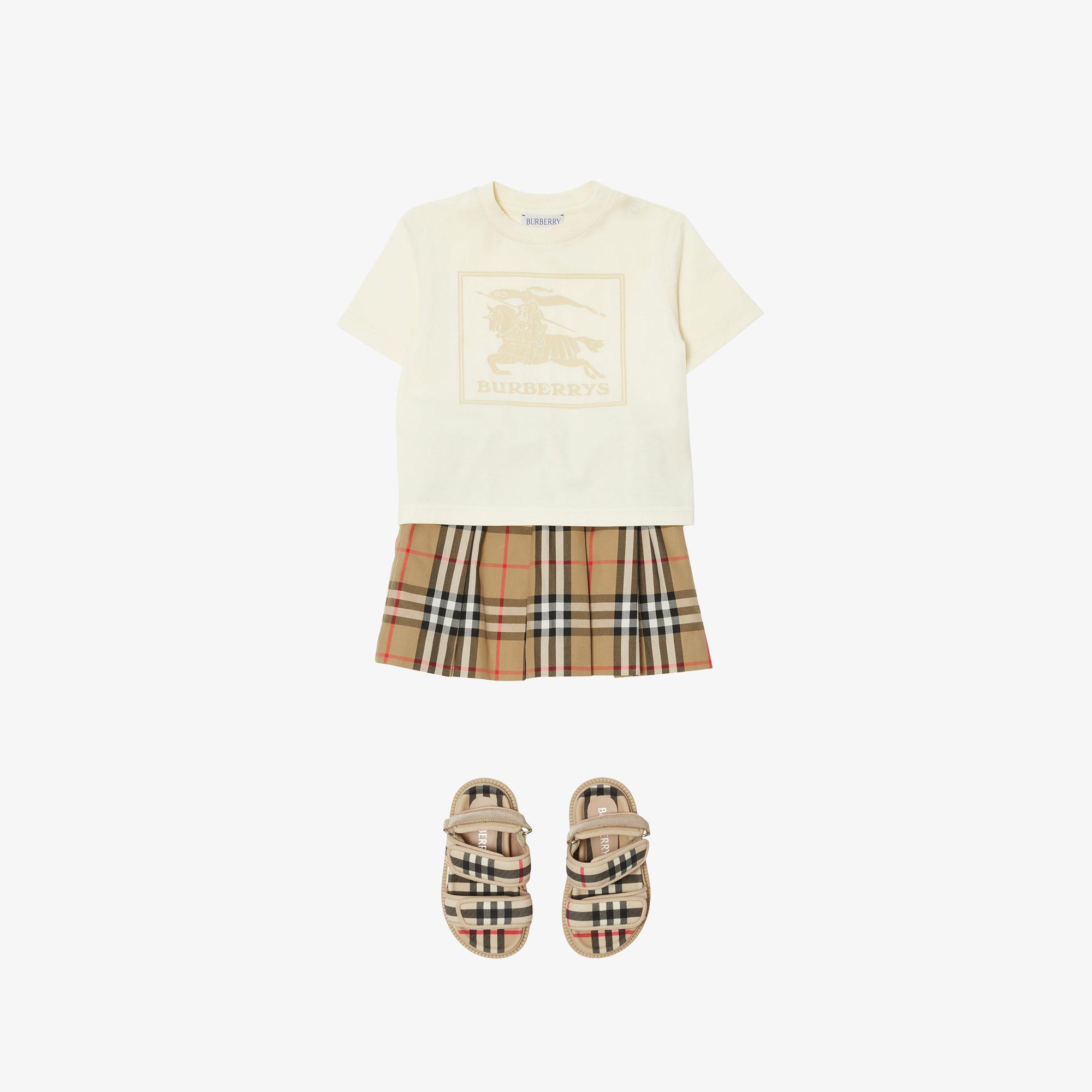 Burberry Check Pamuk Pleated Çocuk Bej Etek