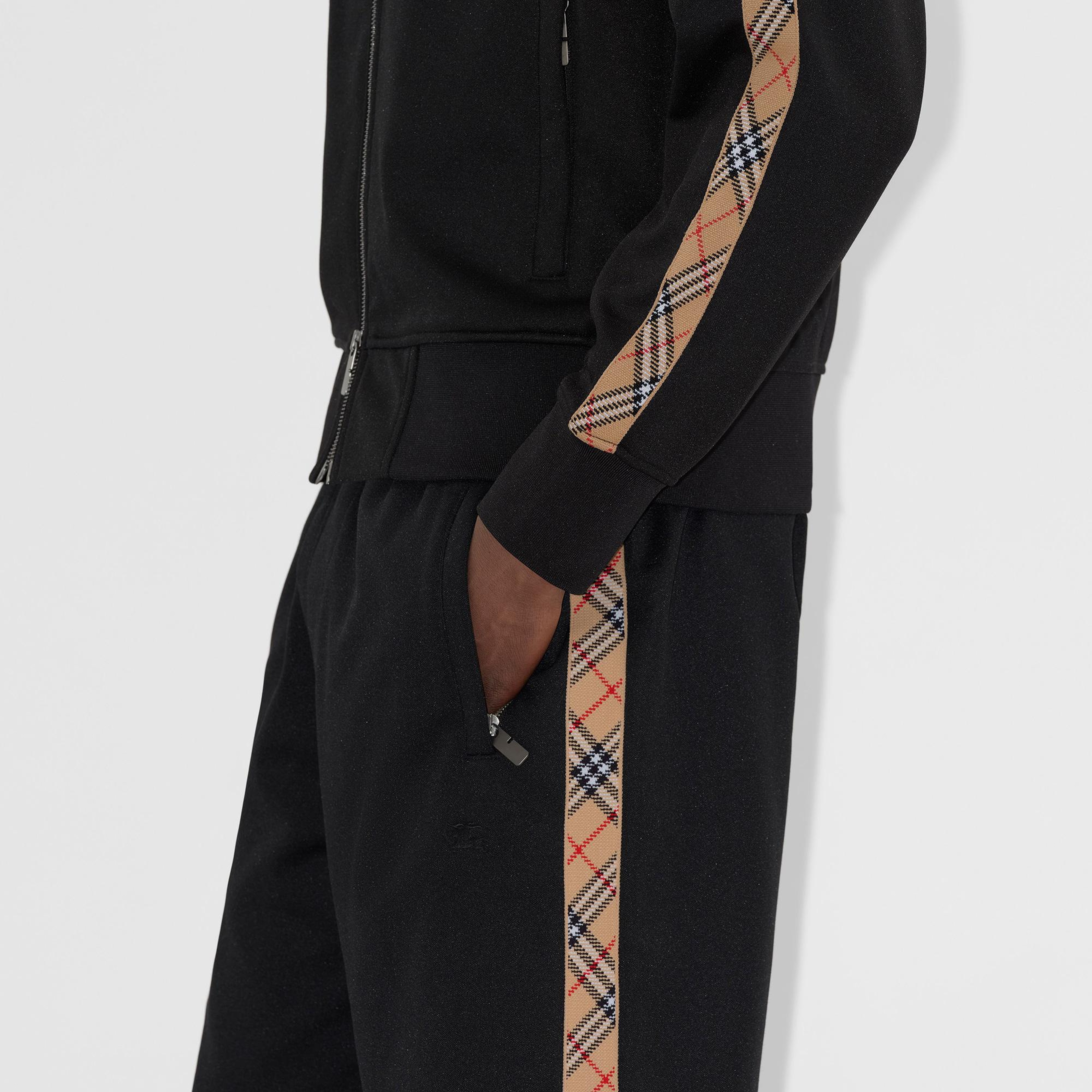 Burberry Check Trim Cotton Blend Track Erkek Siyah Sweatshirt