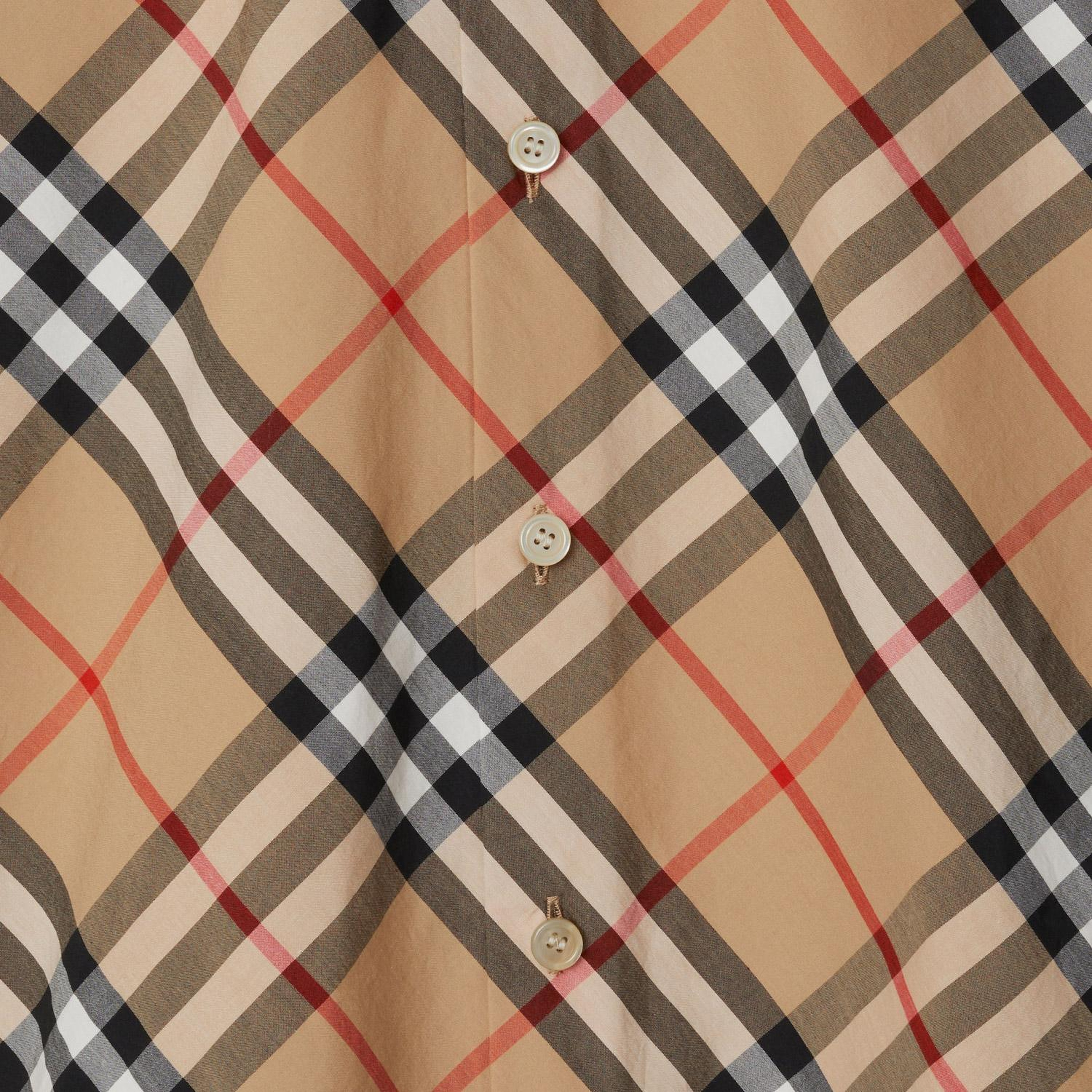 Burberry Slim Fit Check Pamuklu Kadın Bej Gömlek