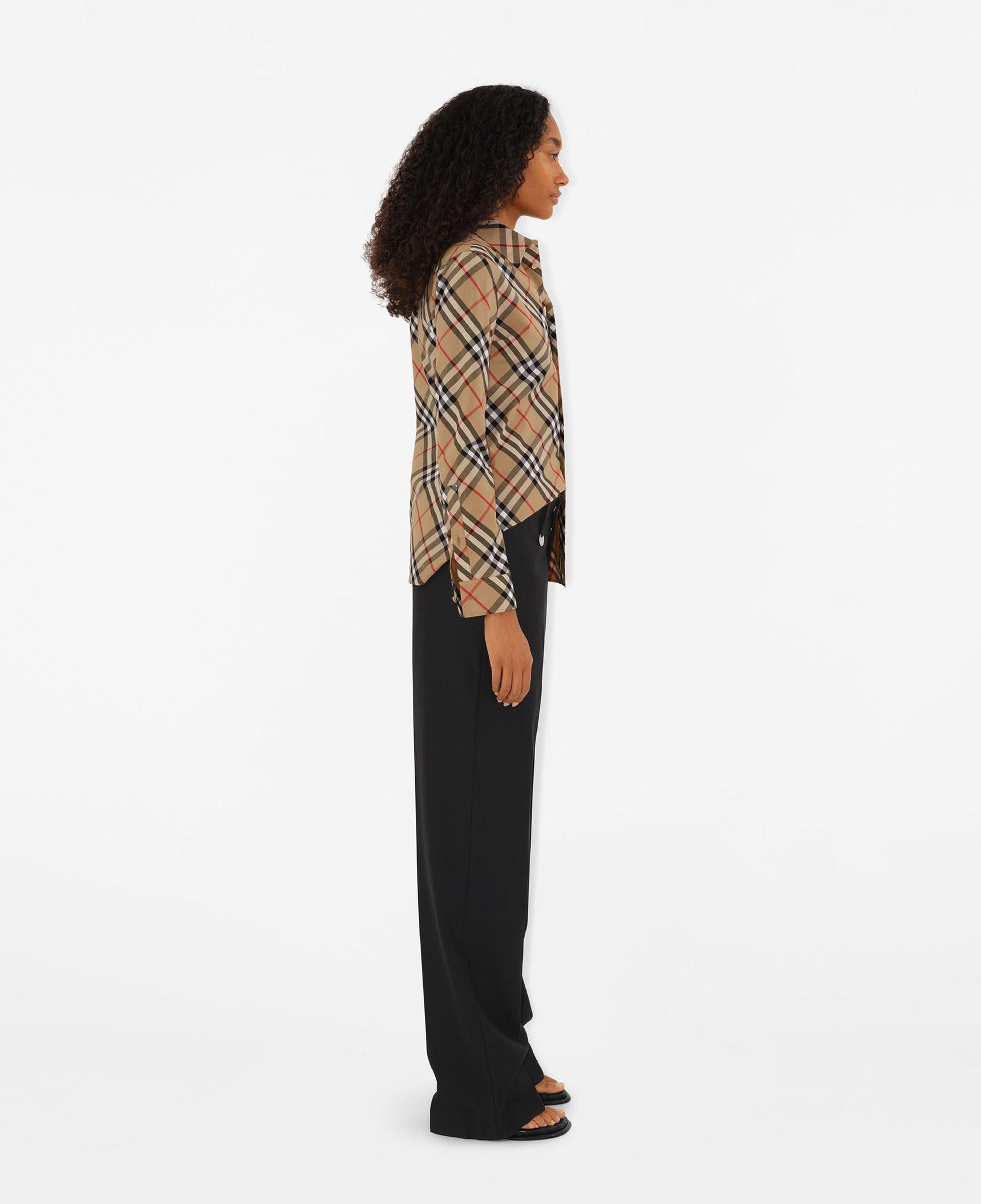 Burberry Slim Fit Check Pamuklu Kadın Bej Gömlek