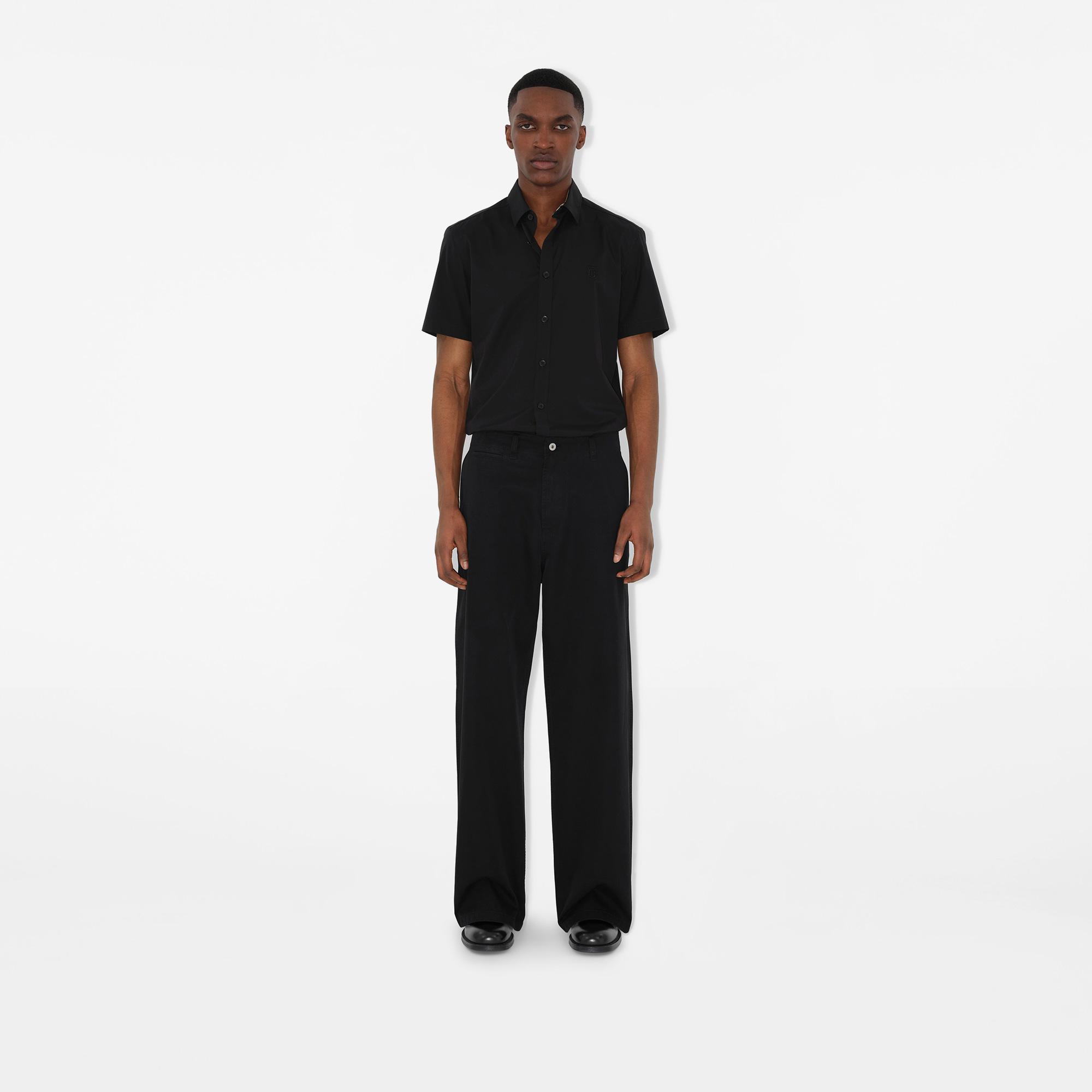 Burberry Sherwood Cotton Erkek Siyah Gömlek