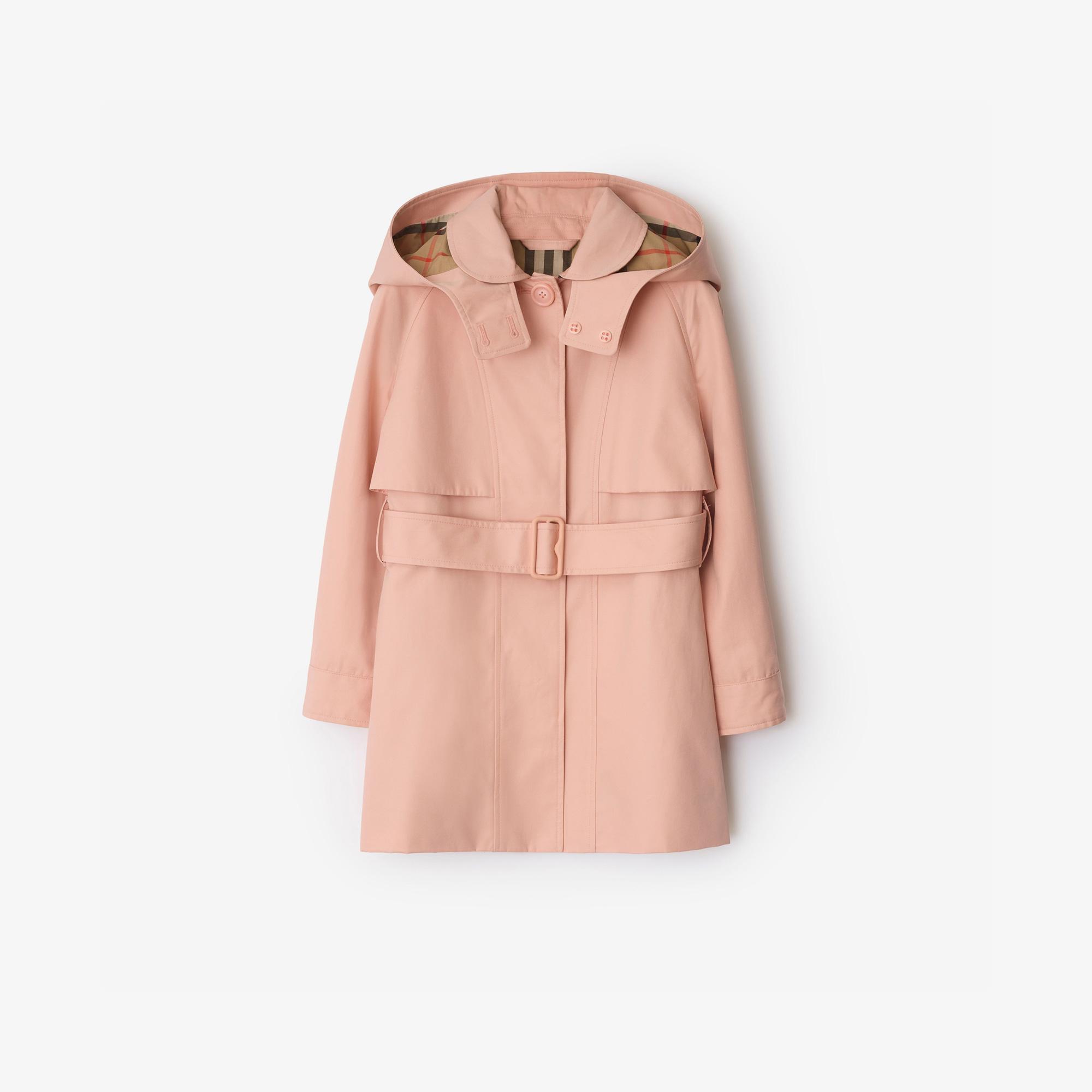 Burberry Lilith Cotton Hooded Çocuk Pembe Trençkot