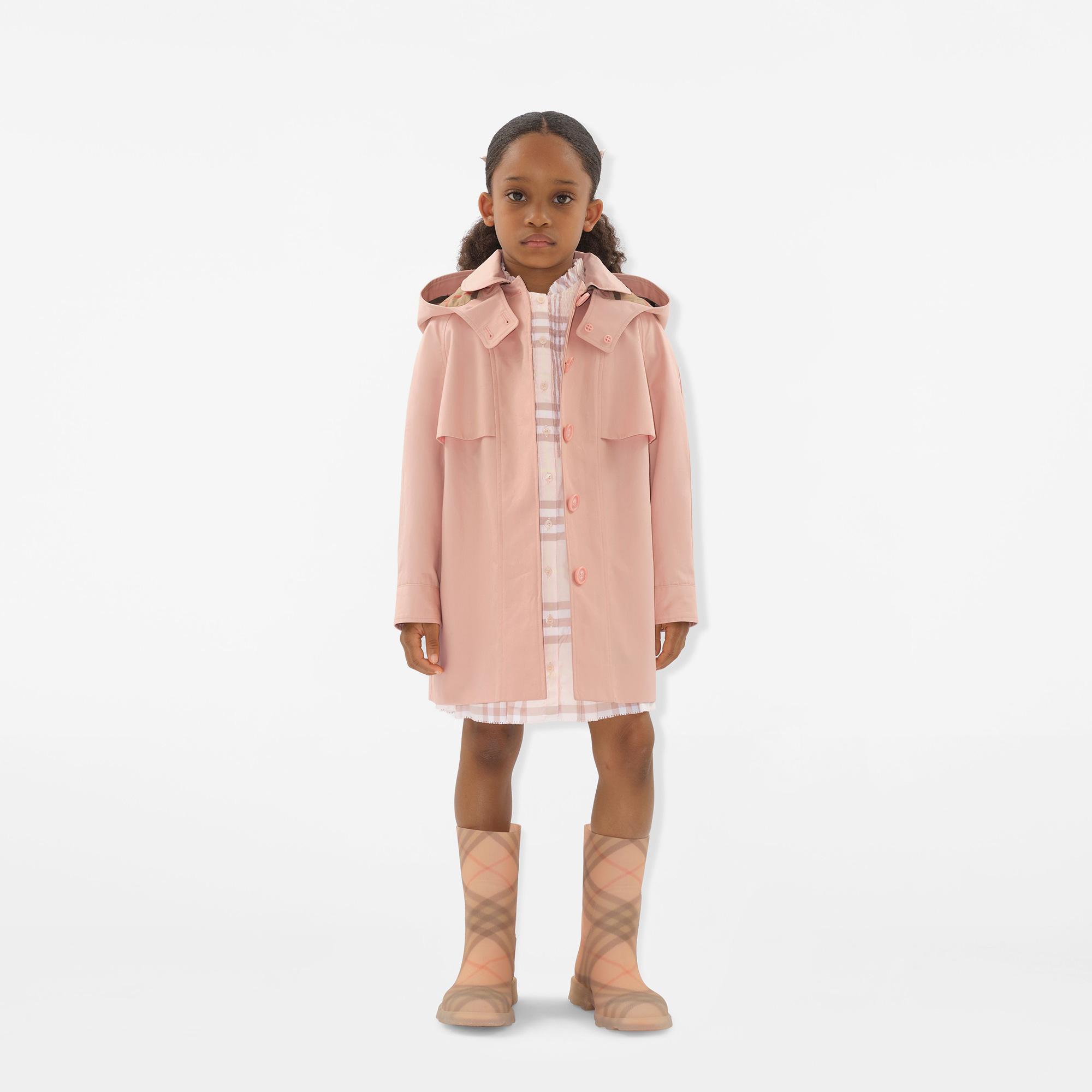 Burberry Lilith Cotton Hooded Çocuk Pembe Trençkot
