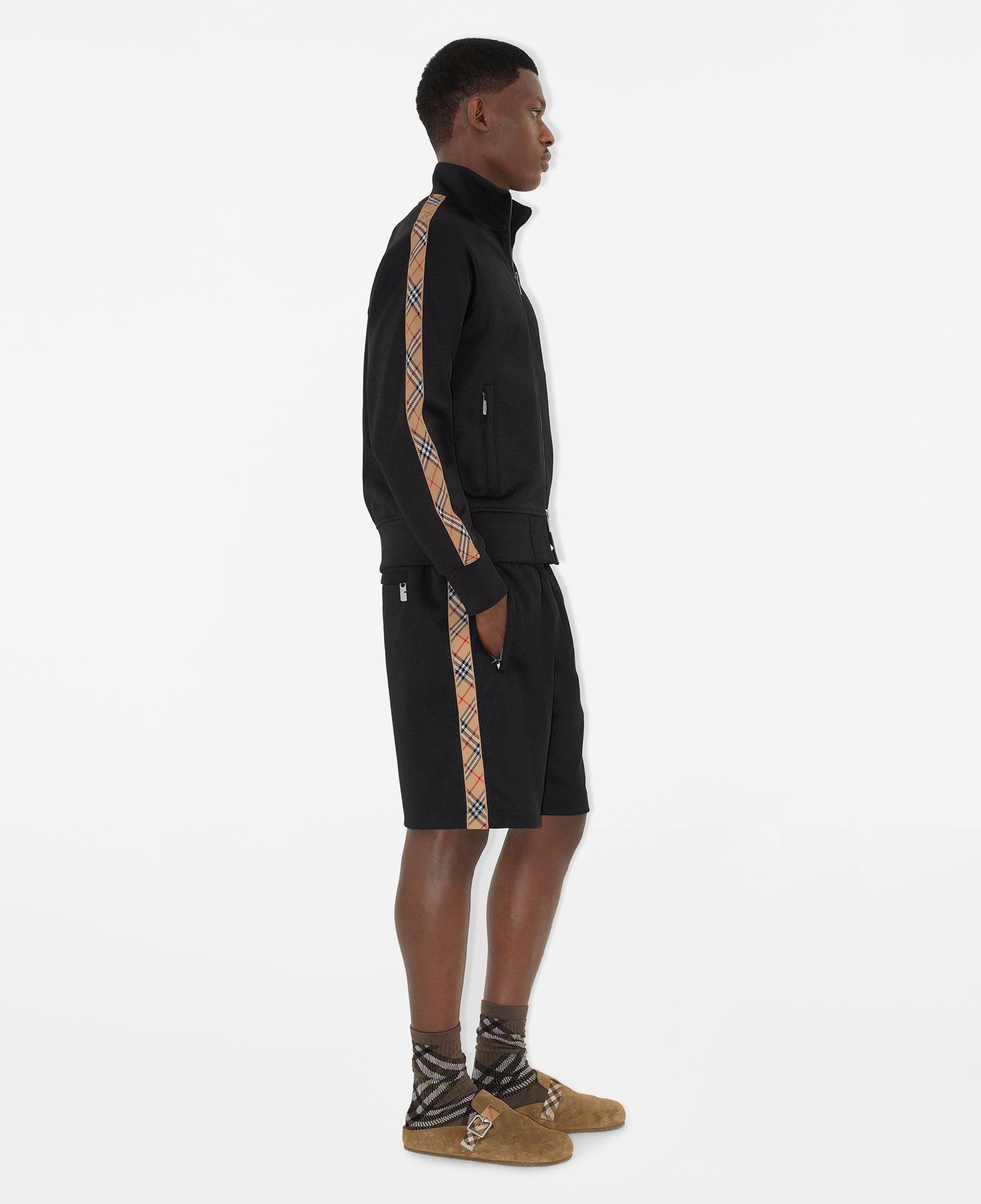 Burberry Check Trim Cotton Blend Track Erkek Siyah Sweatshirt