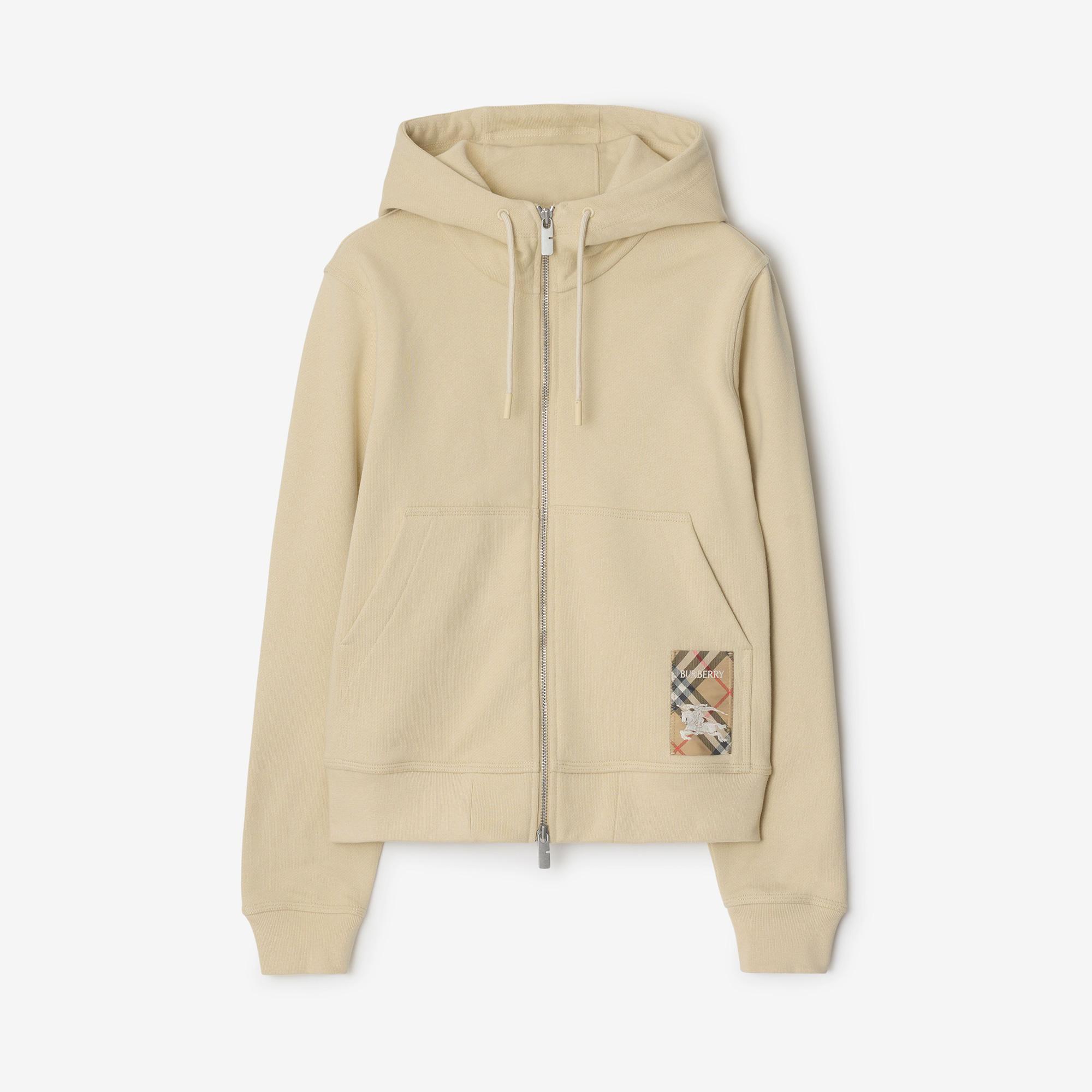 Burberry For Label Cotton Zip Kadın Krem Hoodie