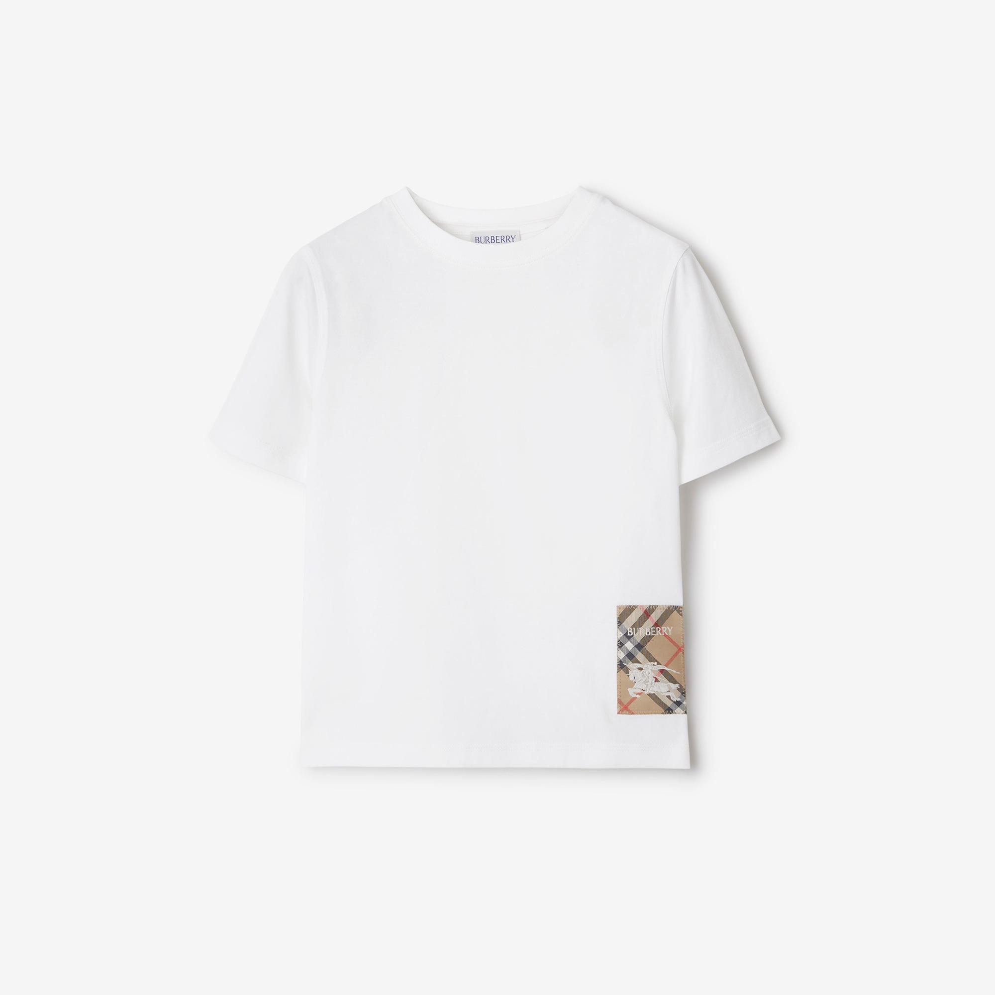 Burberry Cedar Label Cotton Çocuk Beyaz T-Shirt