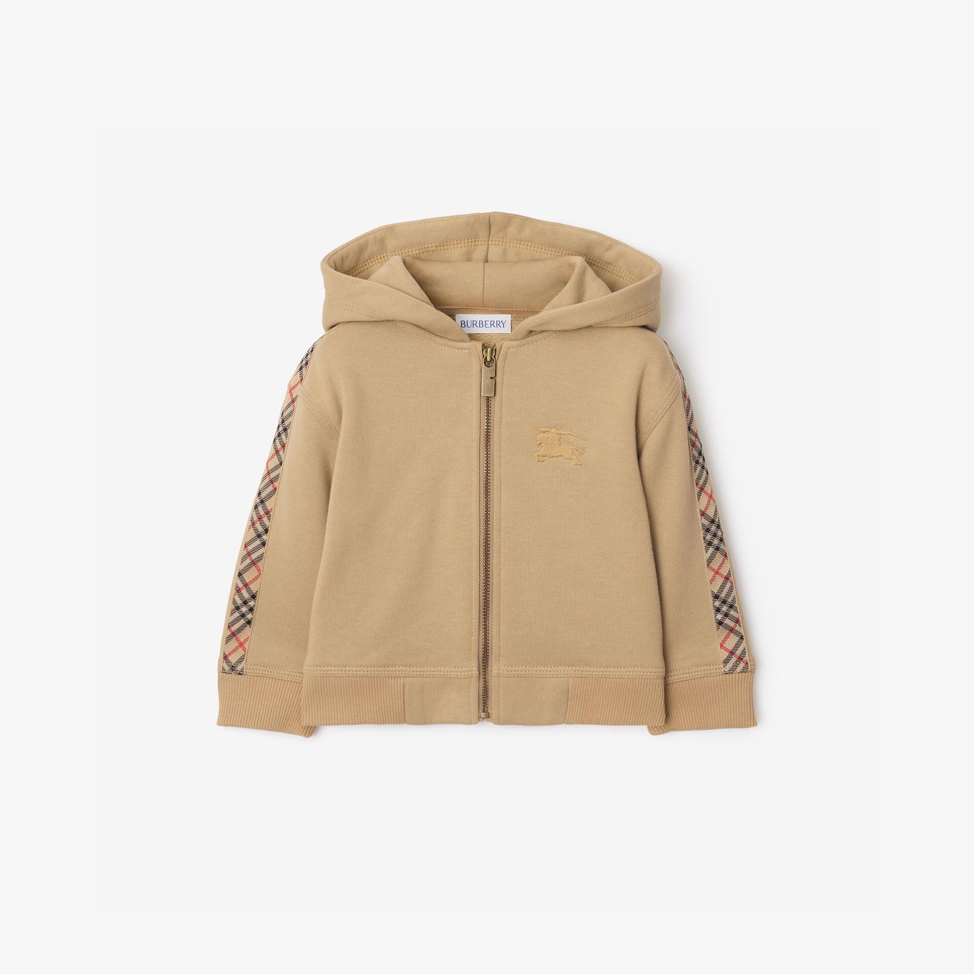 Burberry Clyde Check Trim Cotton Çocuk Bej Sweatshirt