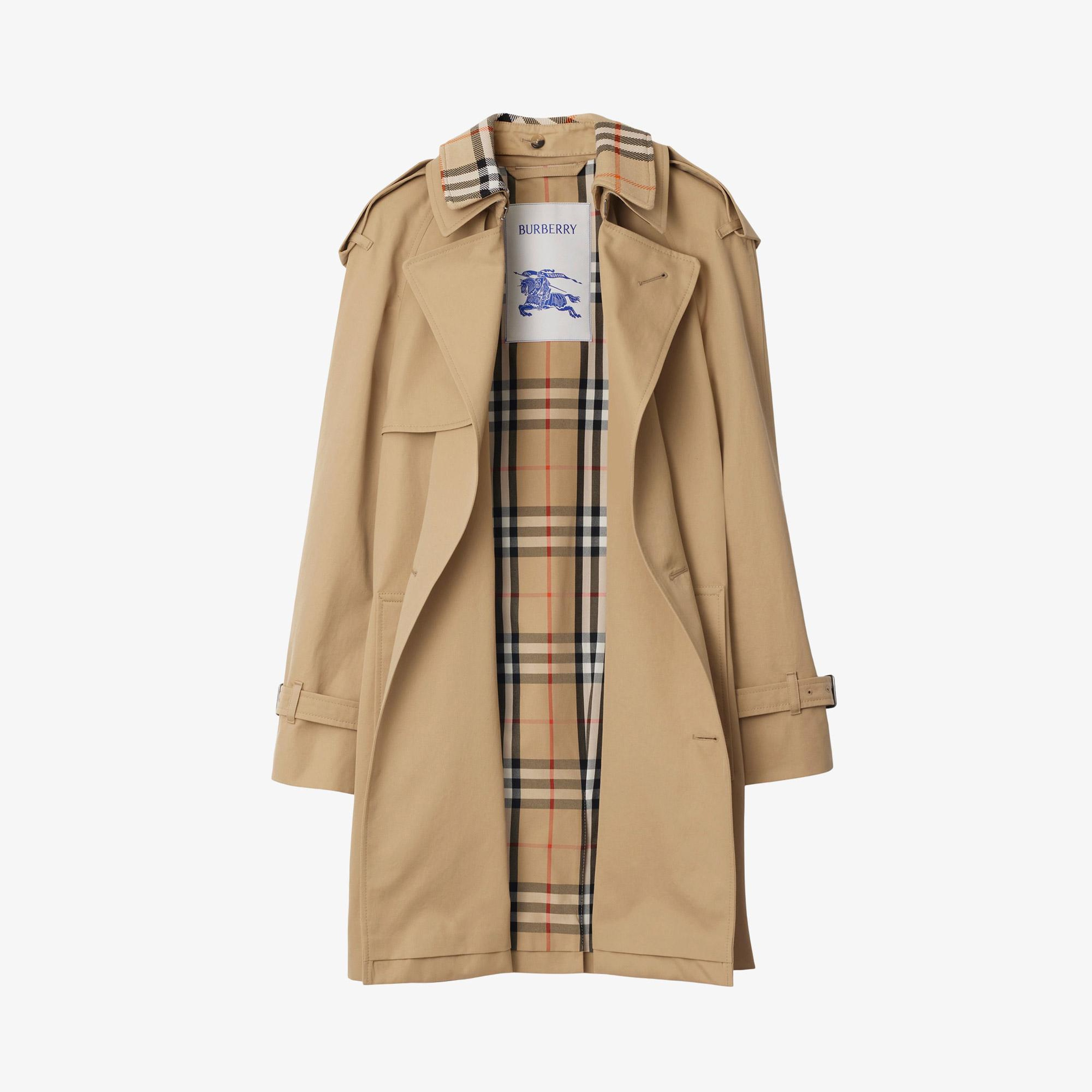 Burberry Short Detachable Yaka Detaylı Gabardine Kadın Bej Trençkot