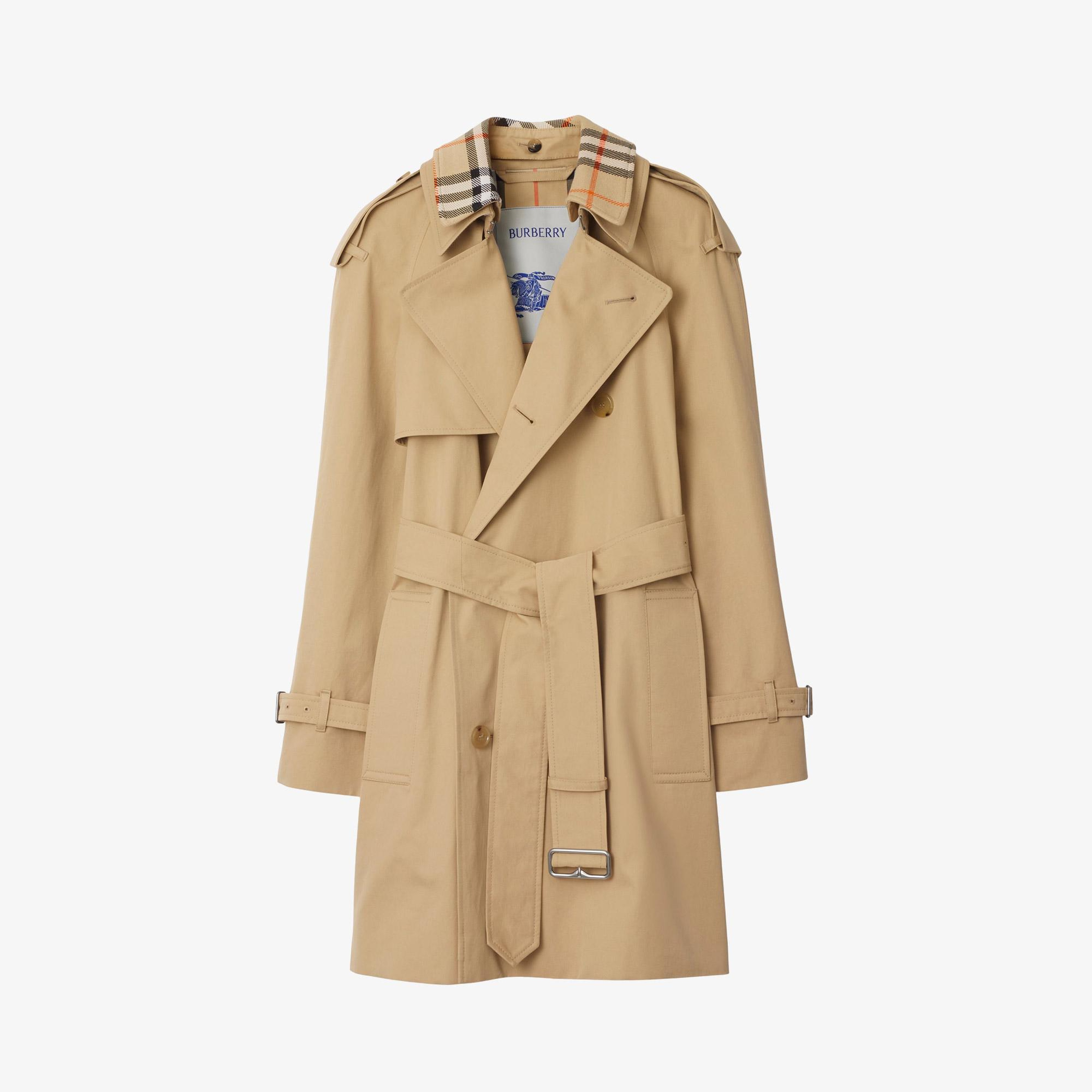 Burberry Short Detachable Yaka Detaylı Gabardine Kadın Bej Trençkot