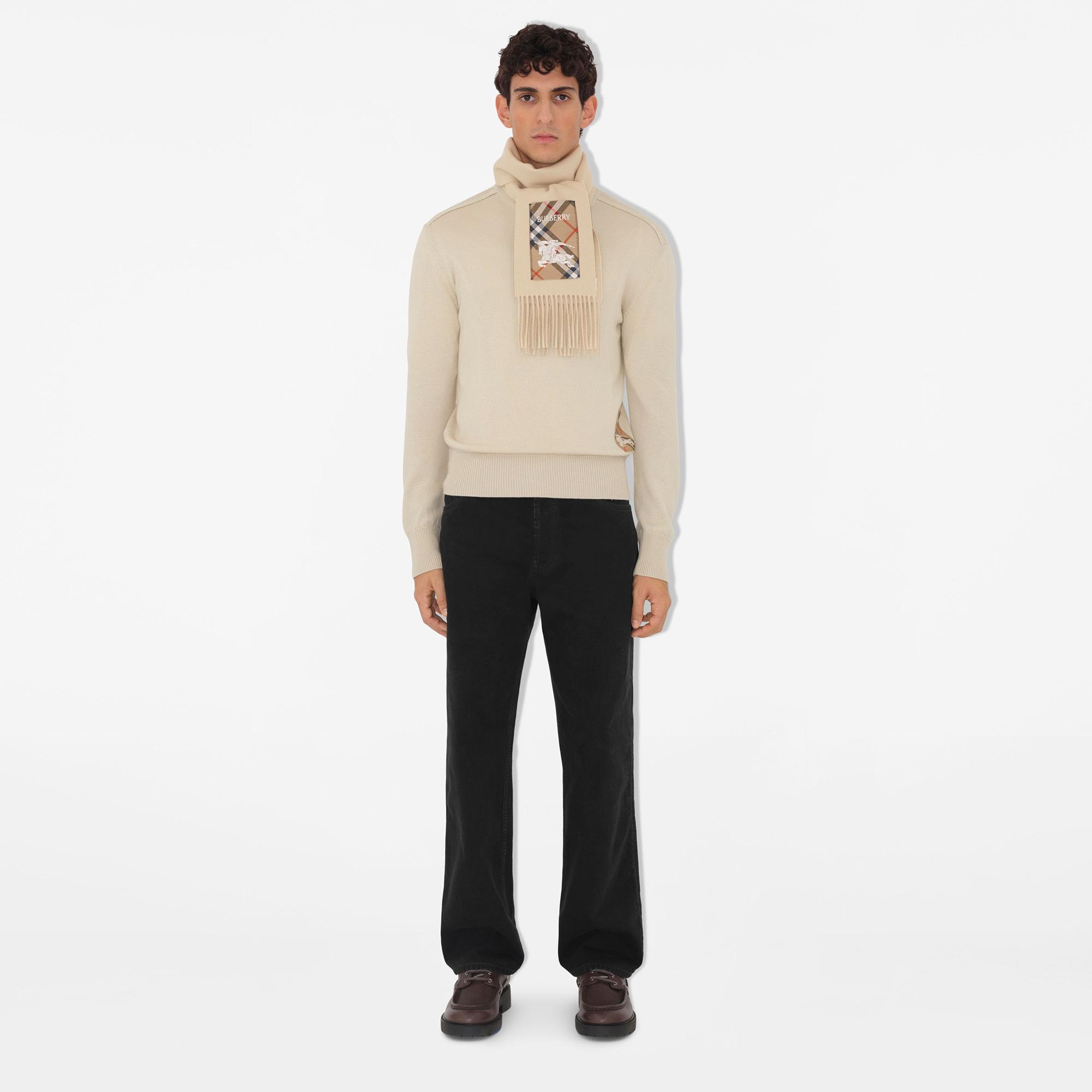 Burberry Solid Scf Label Cashmere Kadın Krem Atkı