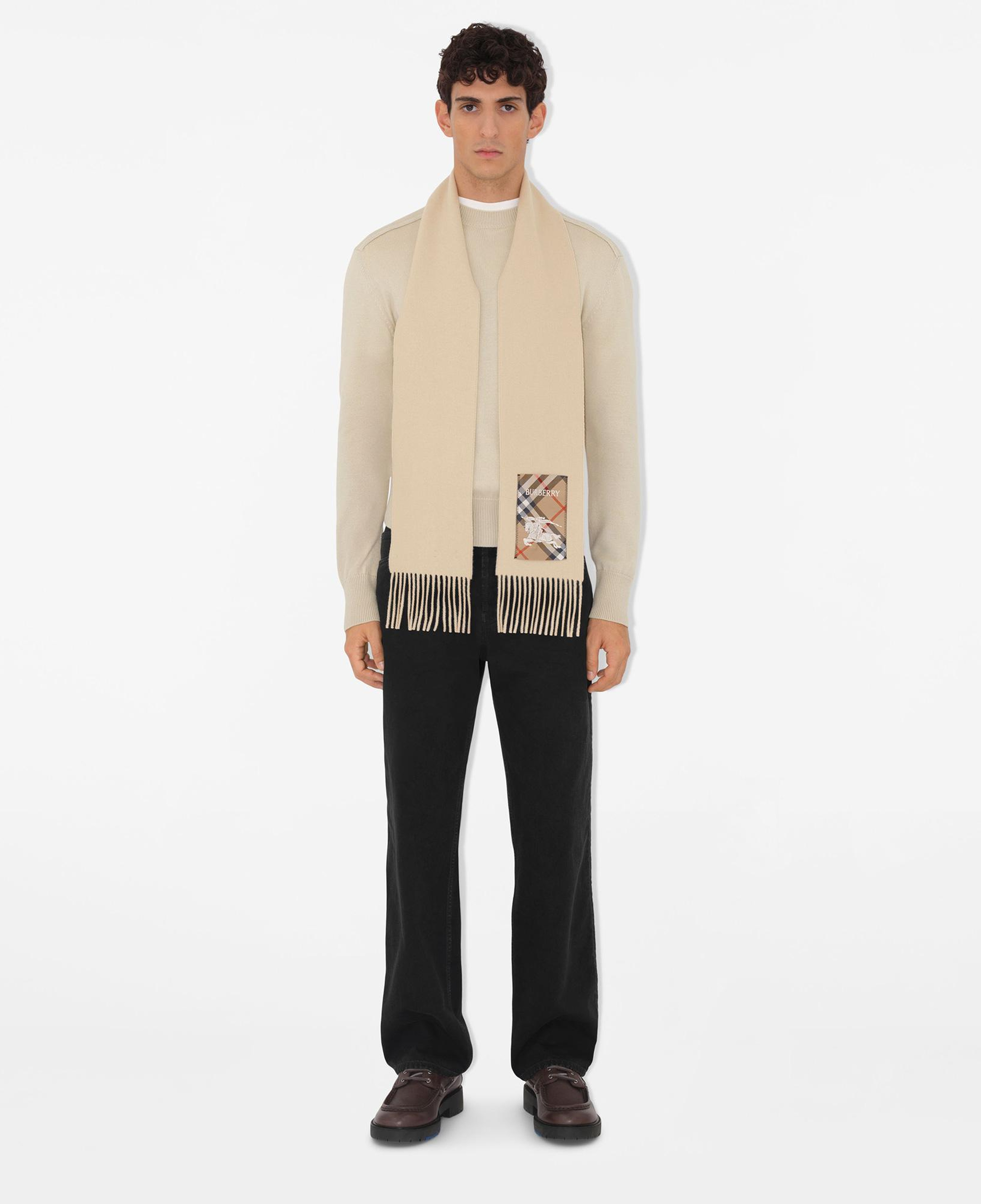 Burberry Solid Scf Label Cashmere Kadın Krem Atkı