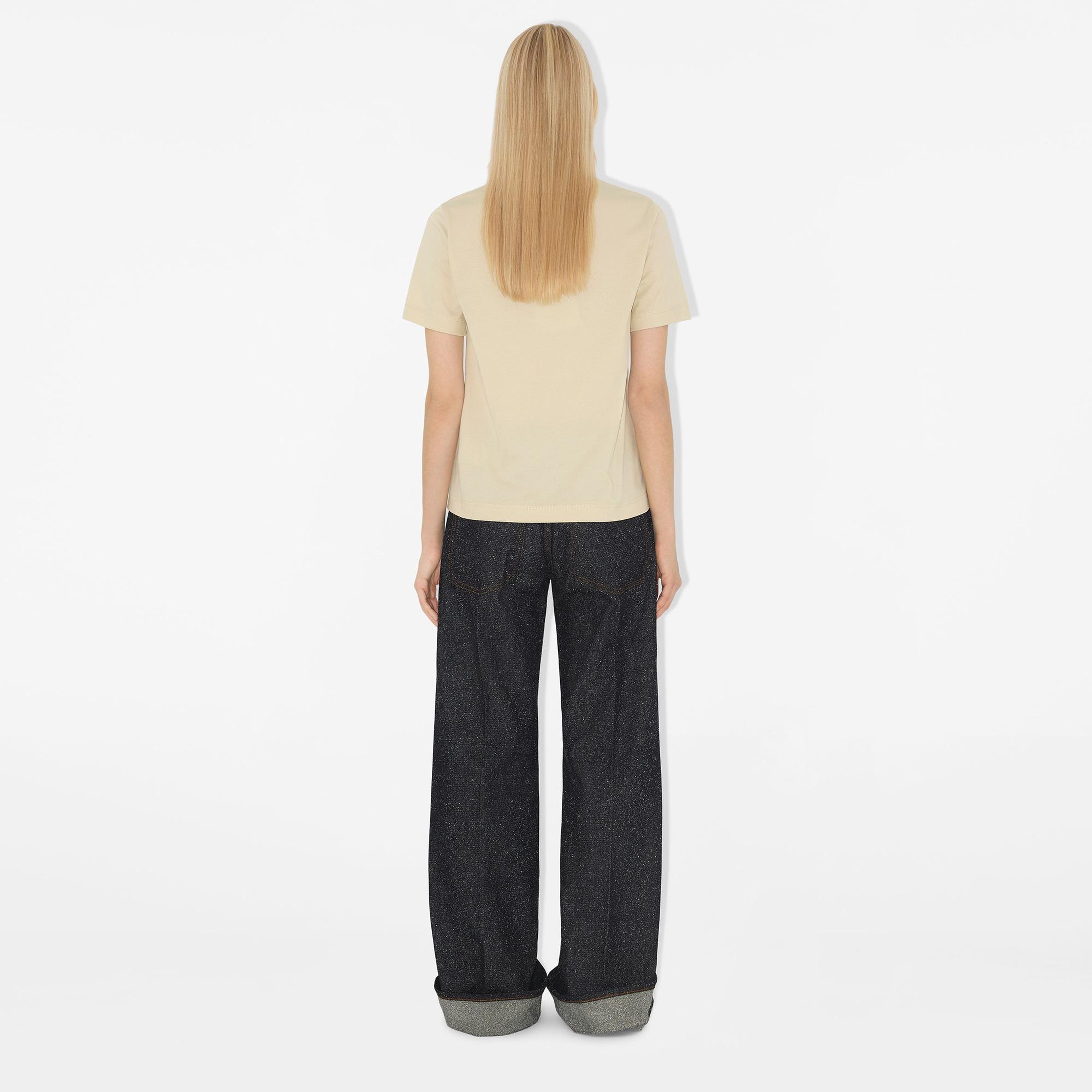 Burberry For Label Cotton Kadın Krem T-Shirt