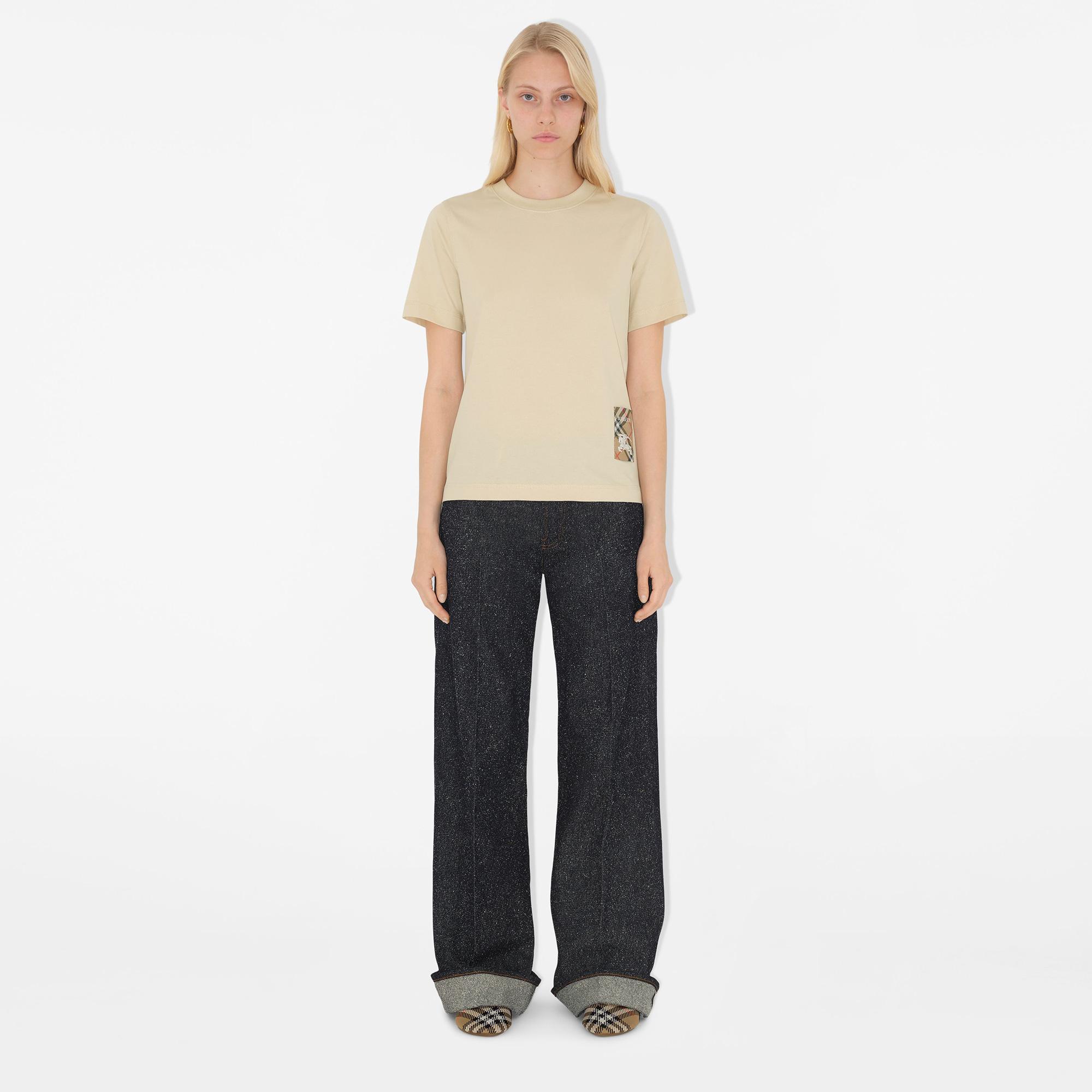 Burberry For Label Cotton Kadın Krem T-Shirt