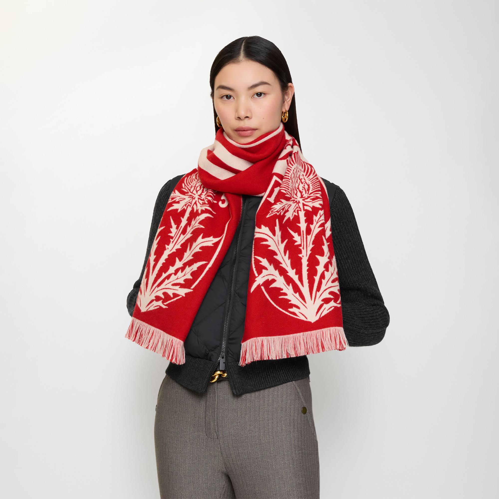 Burberry Thıstle Football Kadın Kırmızı Atkı