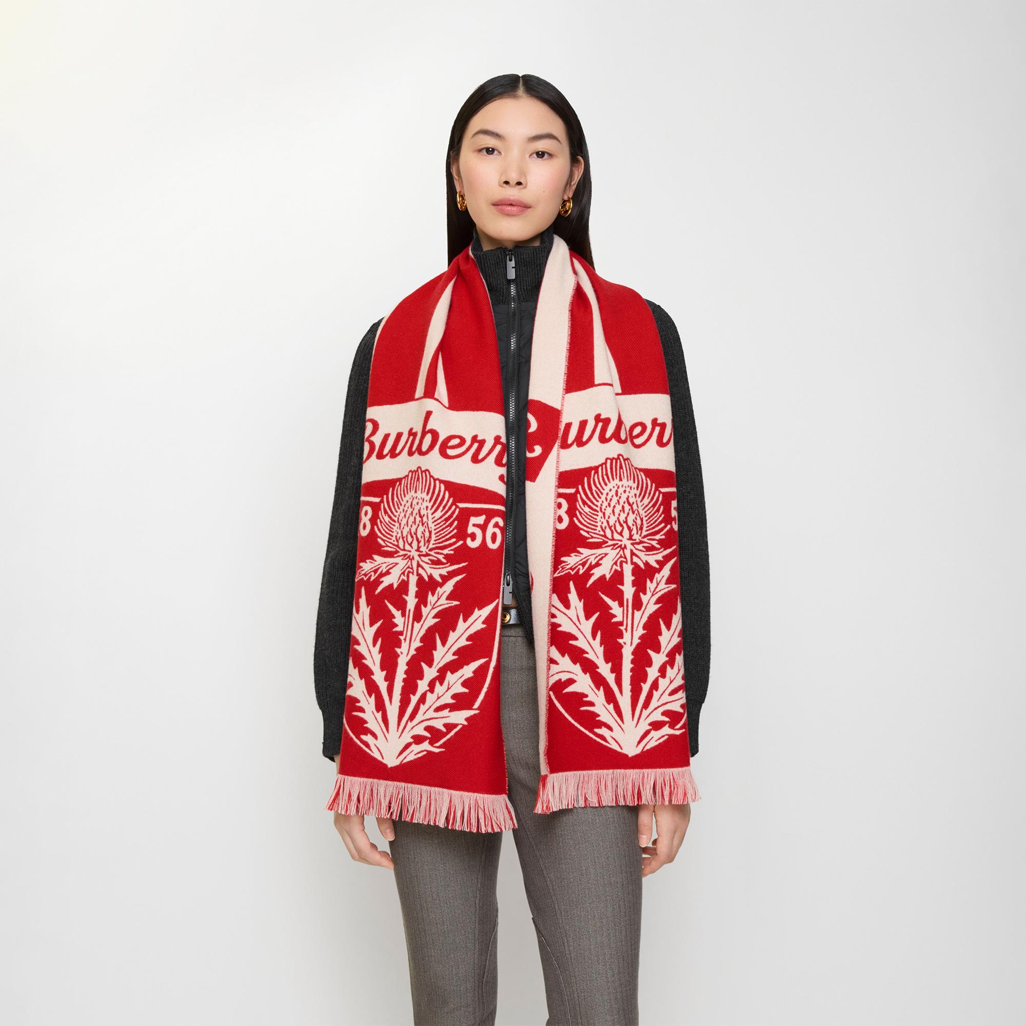 Burberry Thıstle Football Kadın Kırmızı Atkı