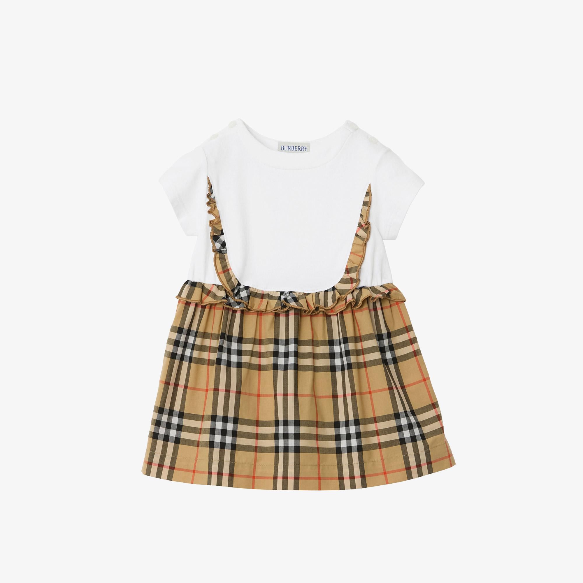 Burberry Rhonda Frıll Çocuk Beyaz Elbise