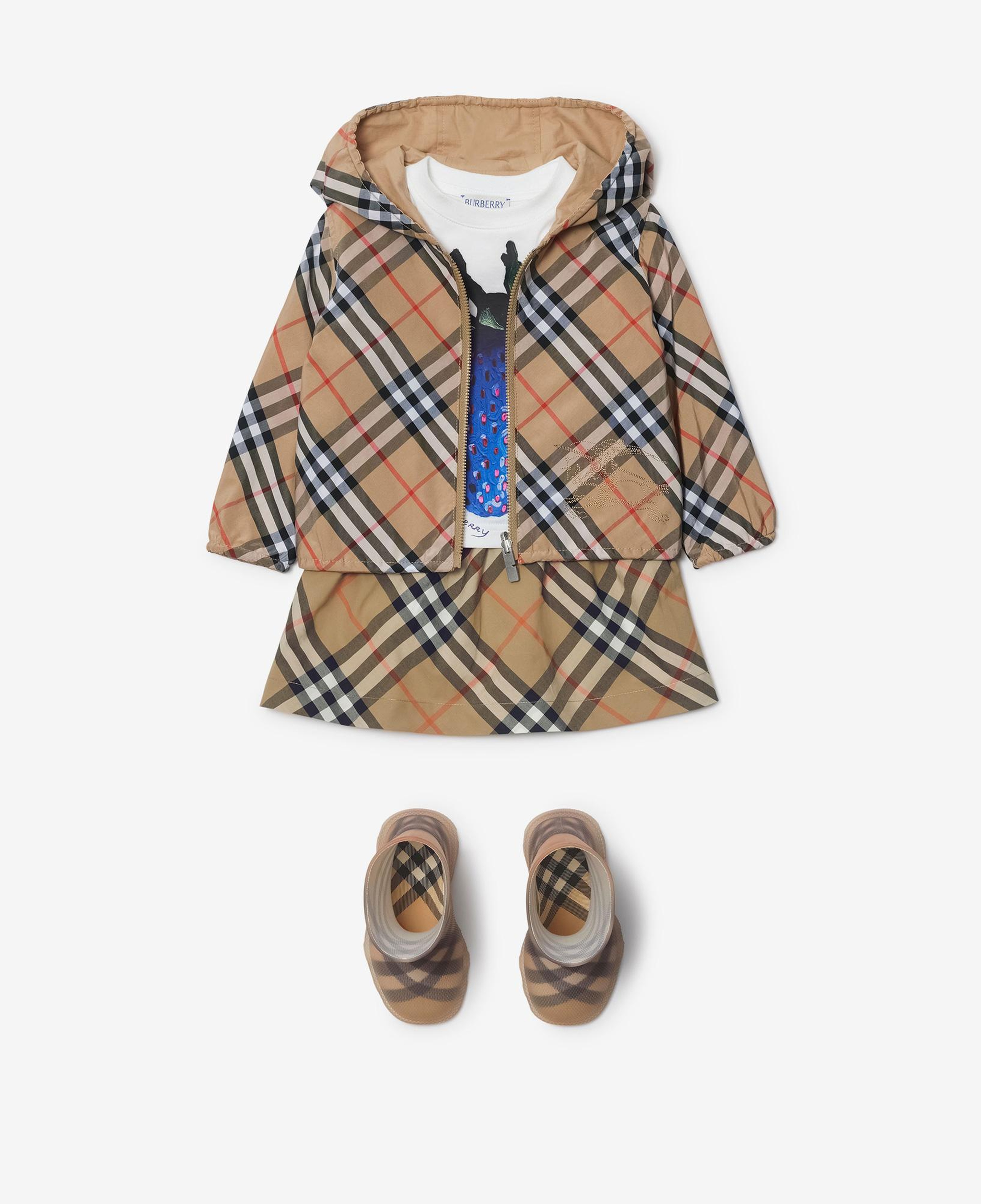 Burberry Reversible Check Pamuk Karışımlı Çocuk Bej Ceket