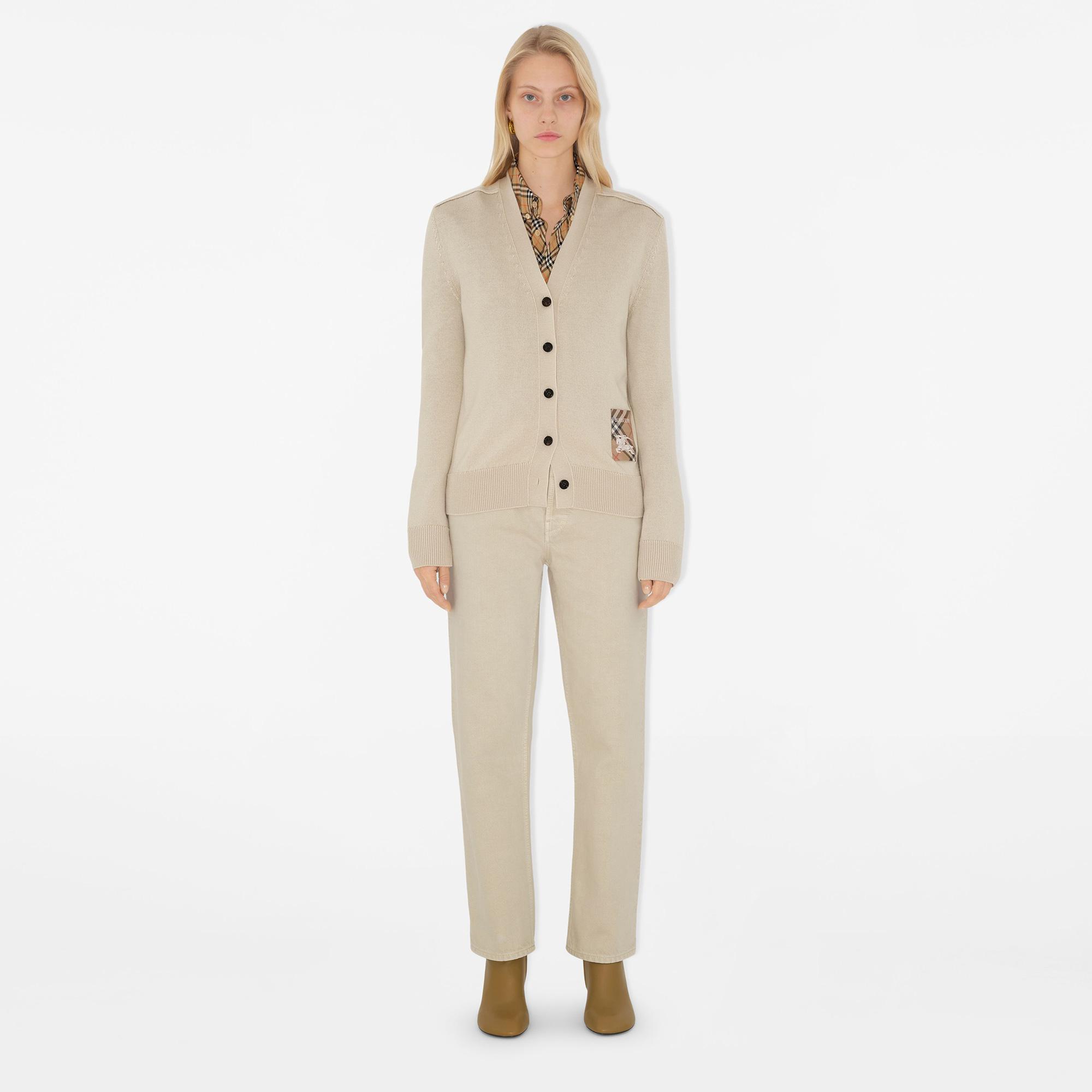 Burberry Smt Label Wool Cardigan Kadın Krem Hırka