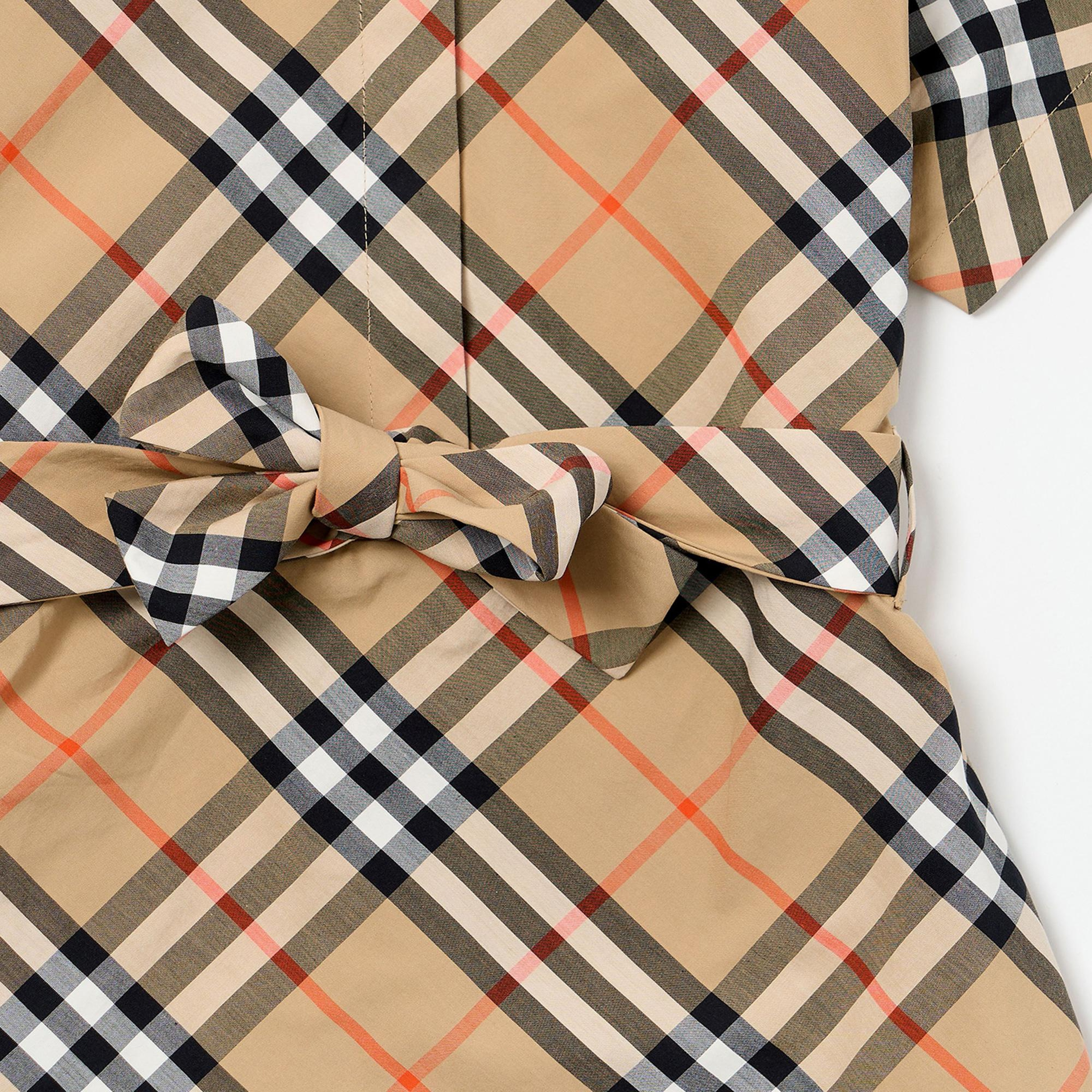 Burberry Check Pamuklu Çocuk Bej Elbise