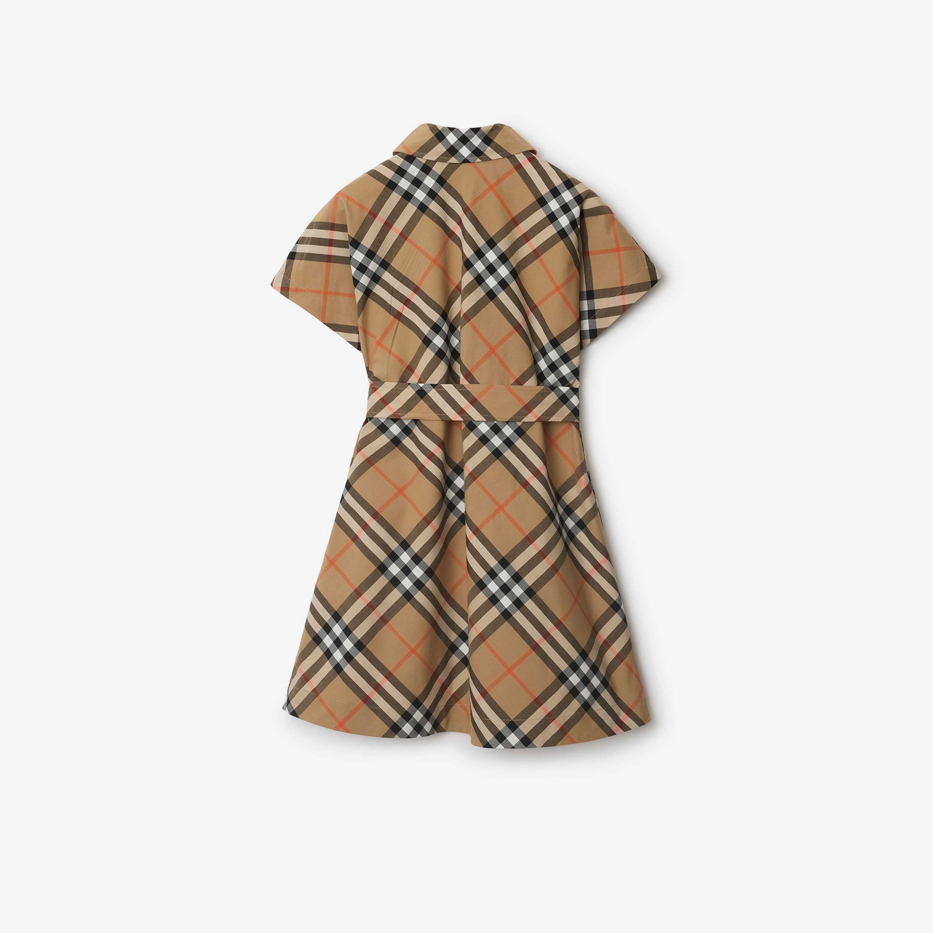 Burberry Check Pamuklu Çocuk Bej Elbise