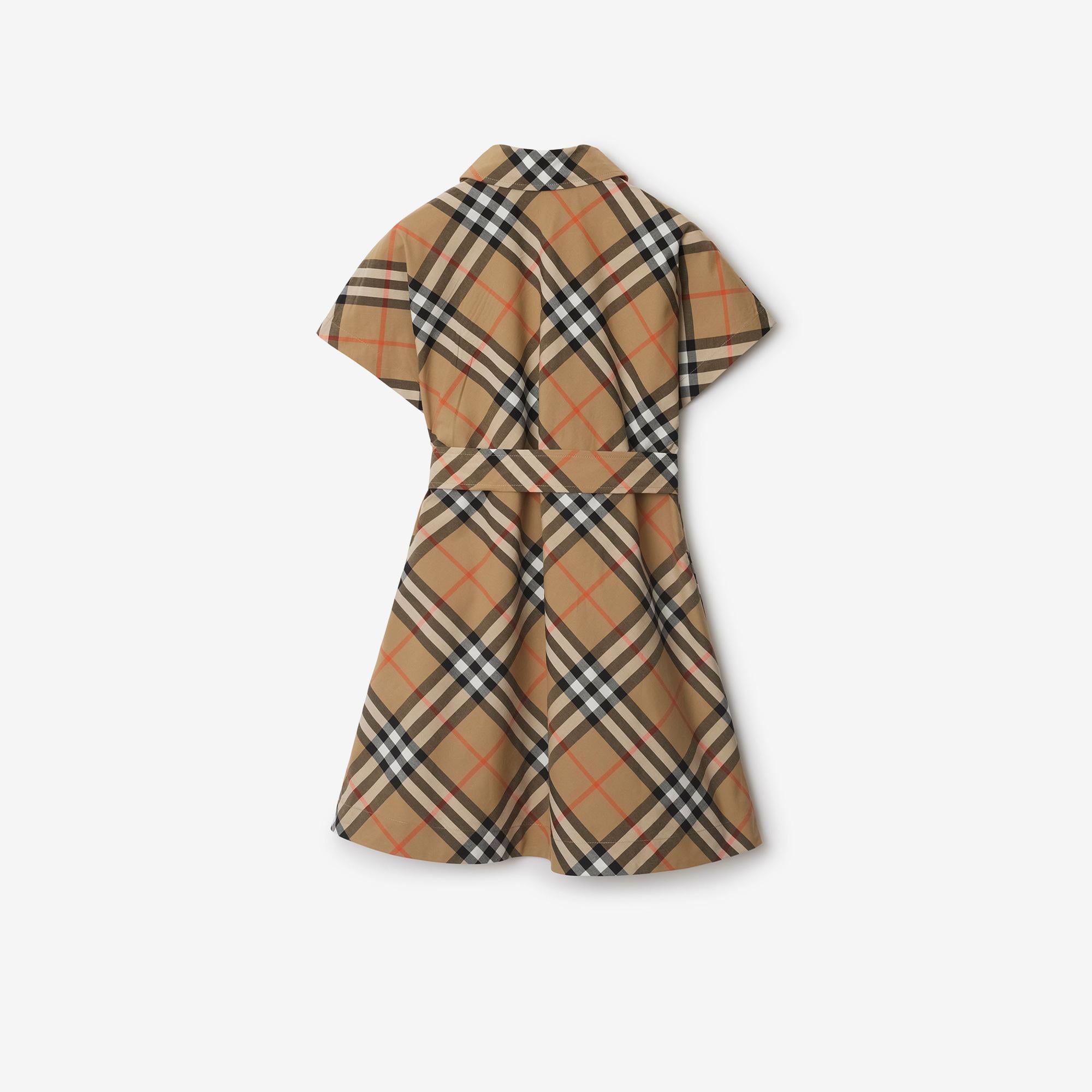 Burberry Check Pamuklu Çocuk Bej Elbise