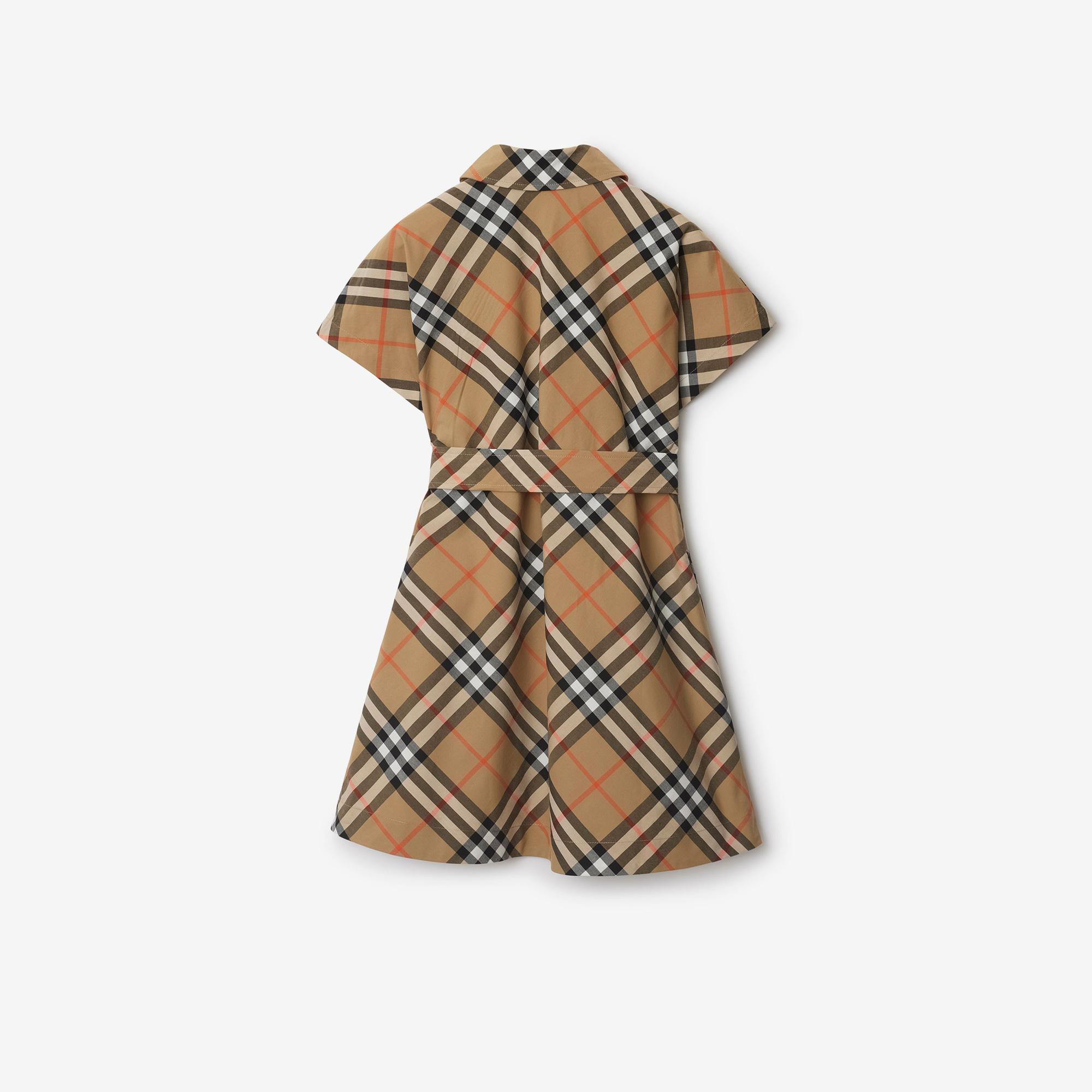 Burberry Check Pamuklu Çocuk Bej Elbise