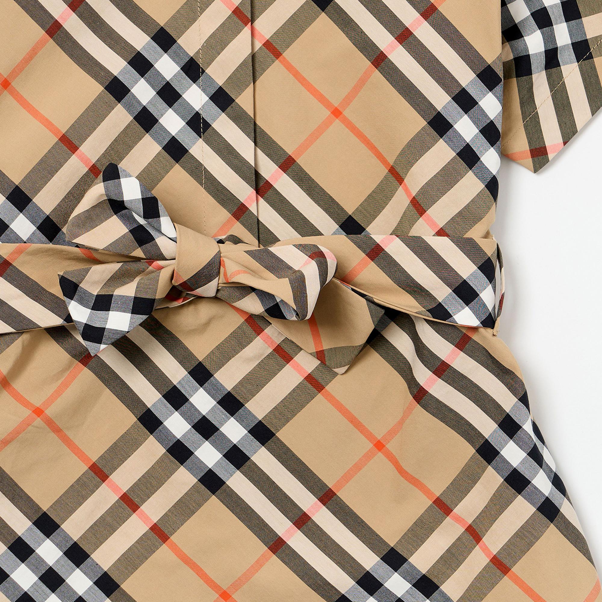 Burberry Check Pamuklu Çocuk Bej Elbise