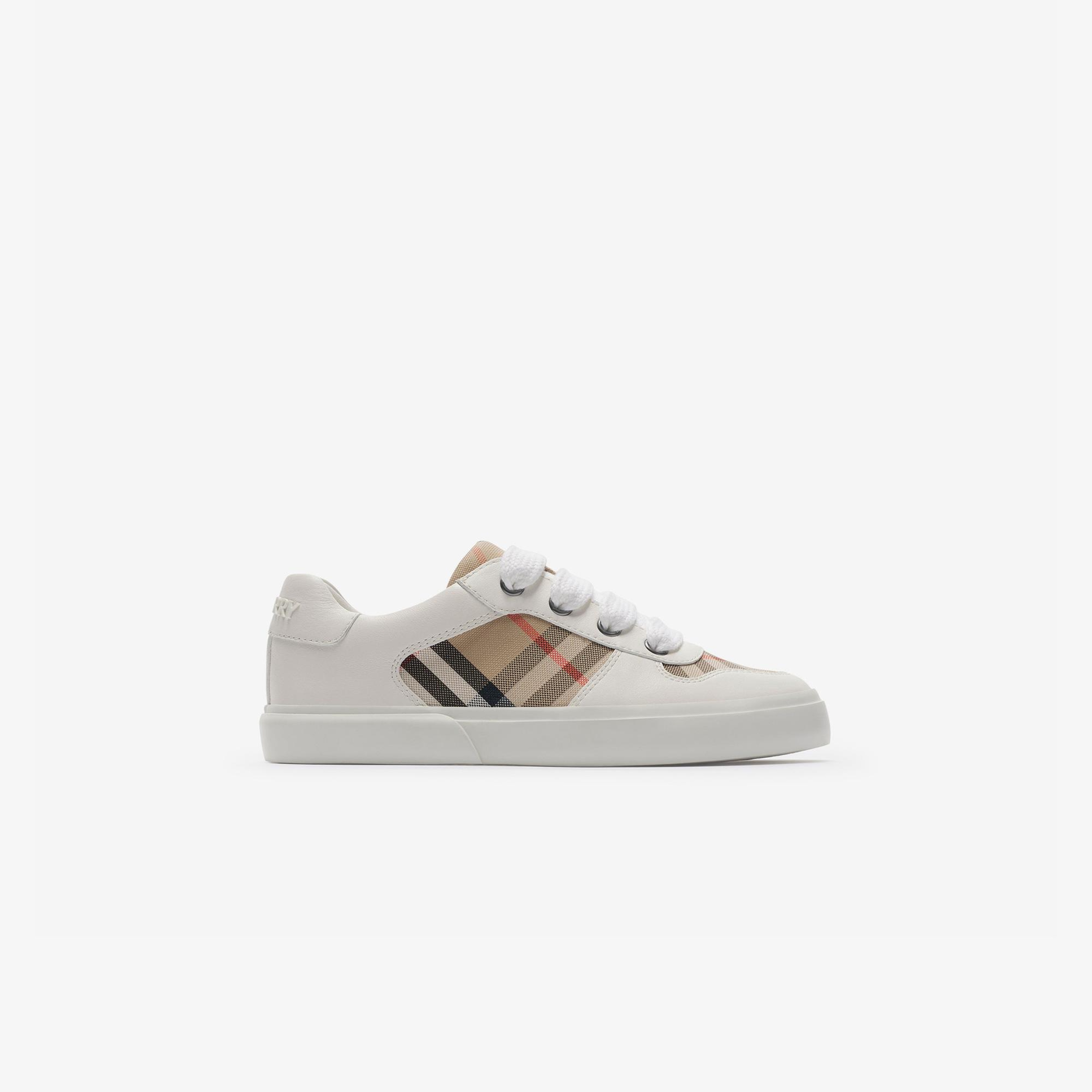 Burberry Check Pamuk ve Deri Çocuk Beyaz Sneaker