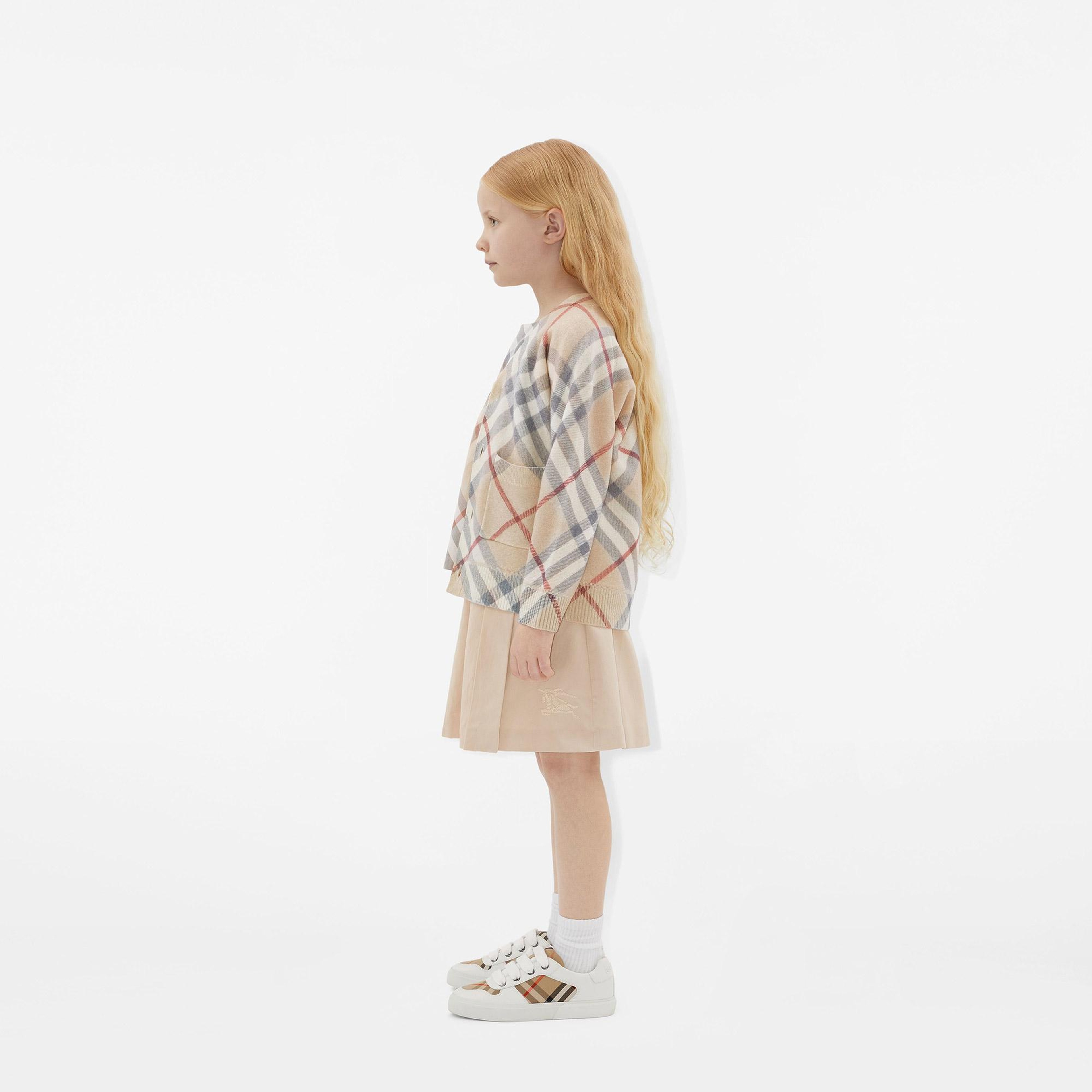 Burberry Check Pamuk ve Deri Çocuk Beyaz Sneaker