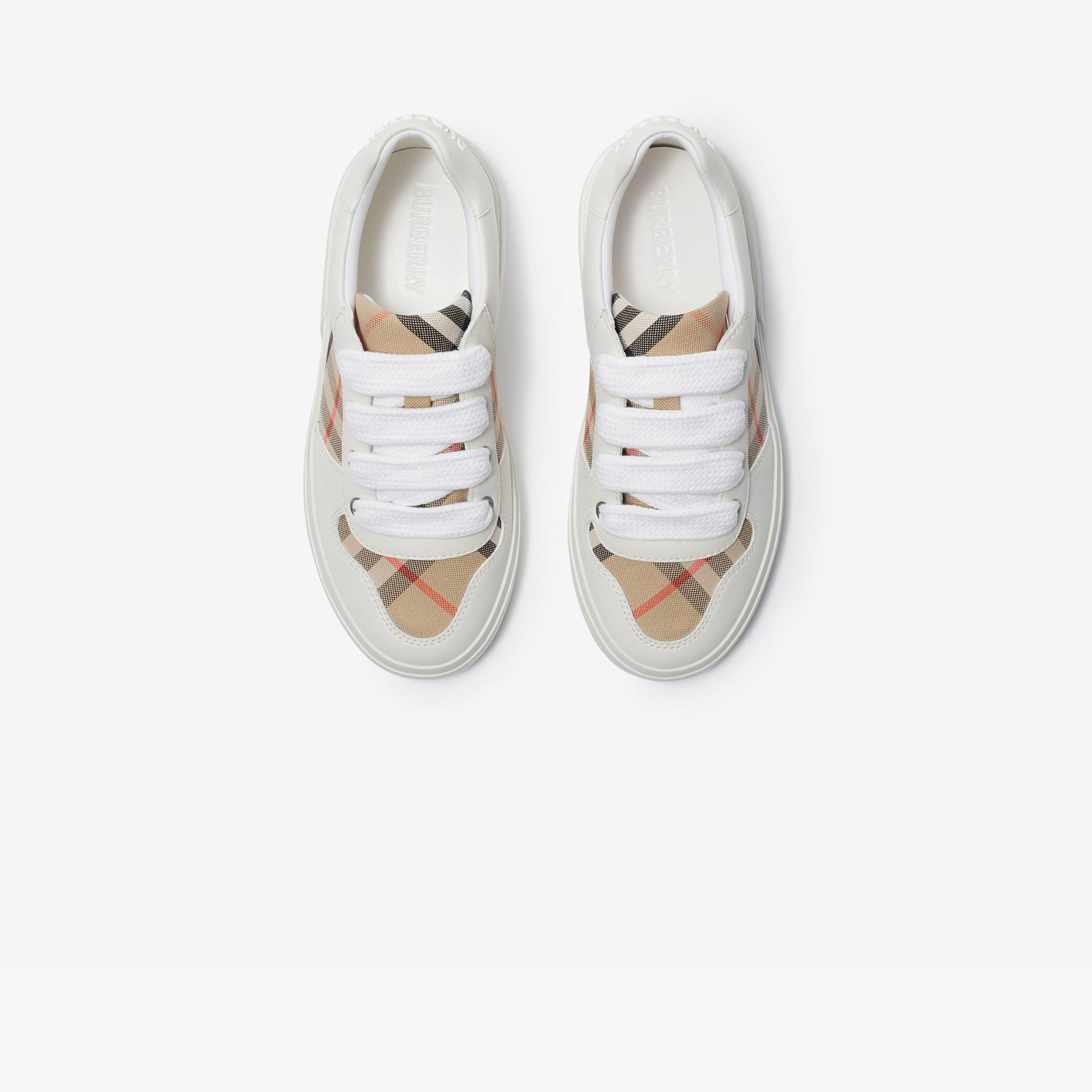 Burberry Check Pamuk ve Deri Çocuk Beyaz Sneaker