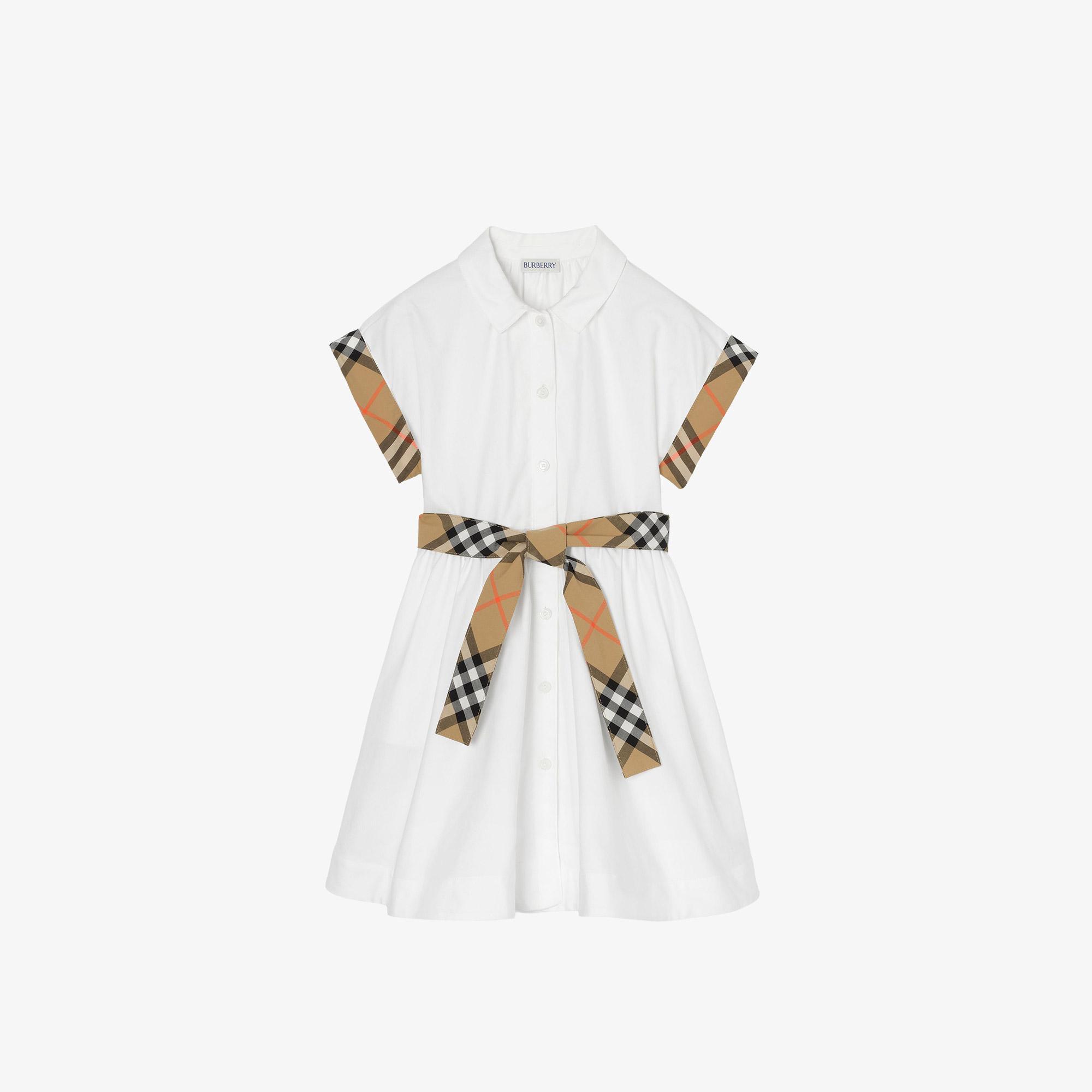 Burberry Juılıet Check Çocuk Beyaz Elbise