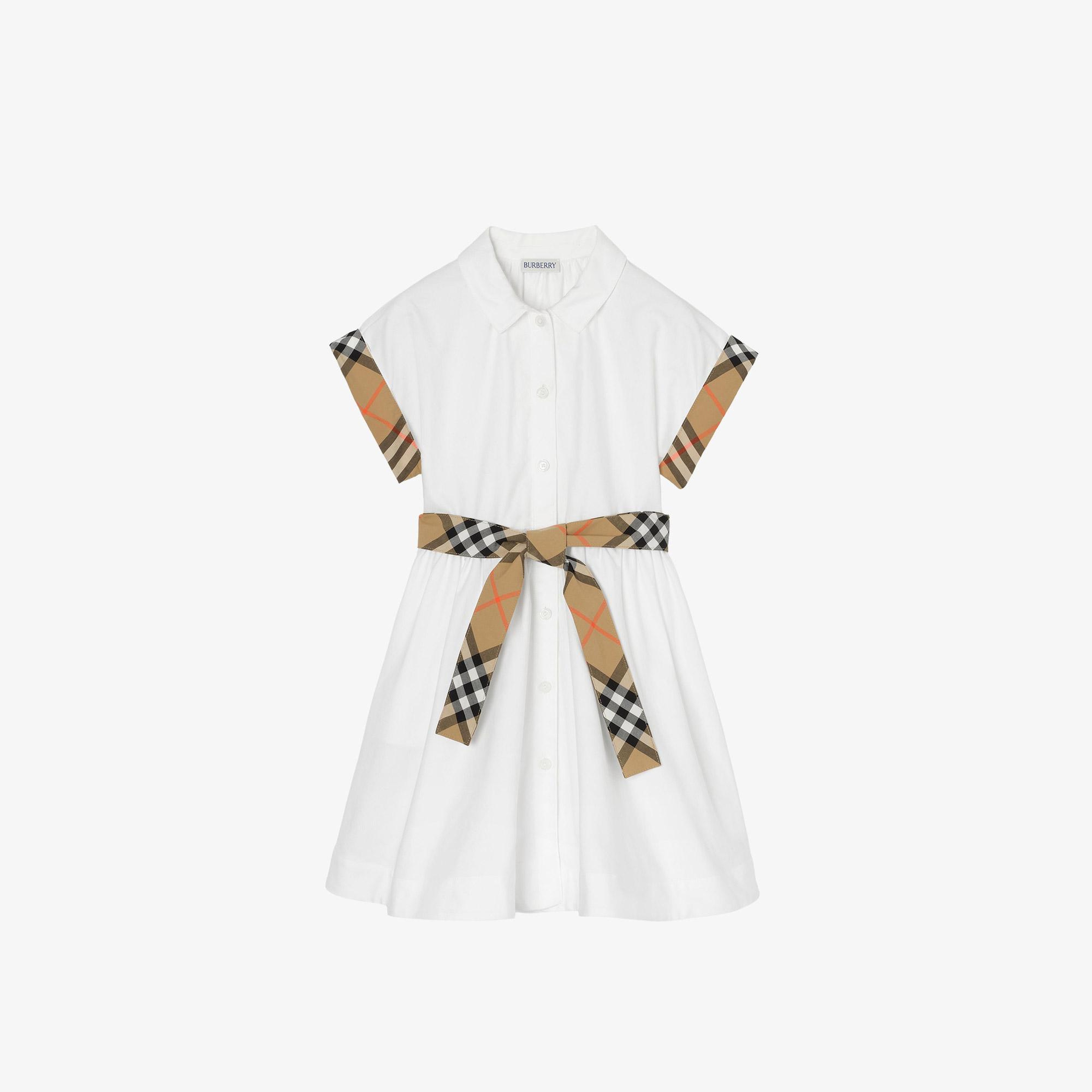 Burberry Juılıet Check Çocuk Beyaz Elbise