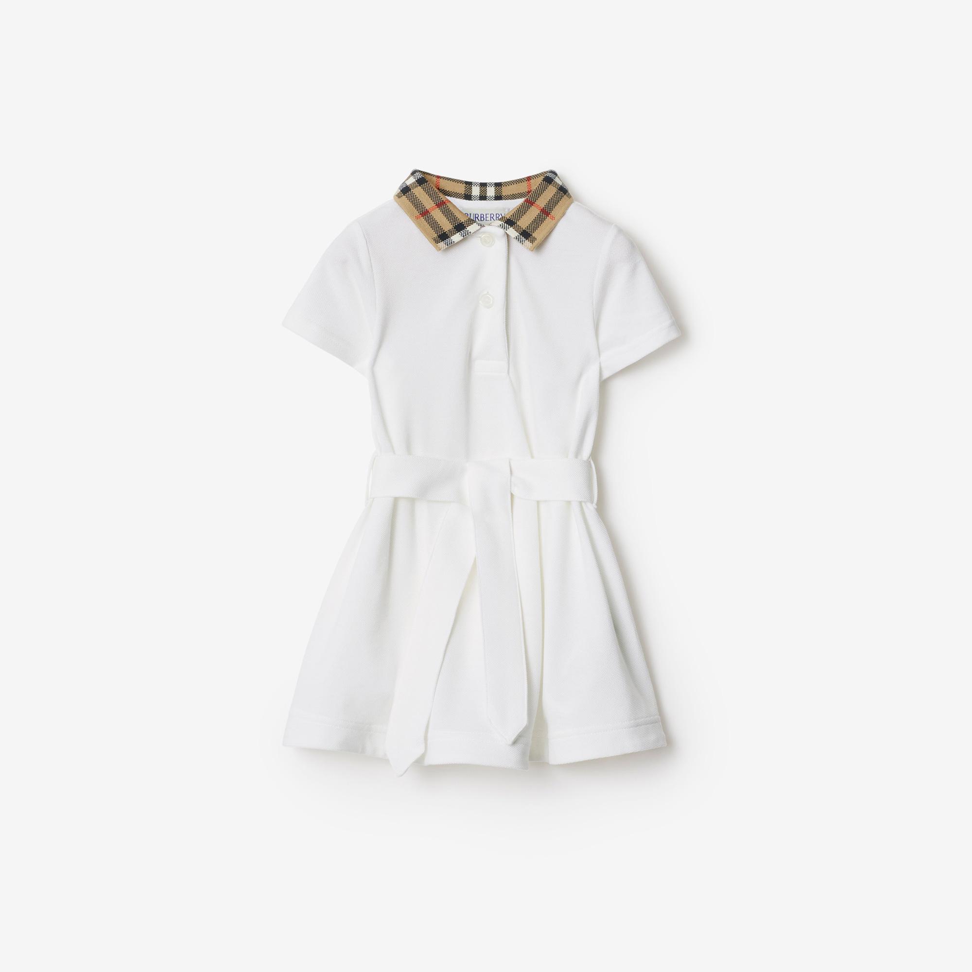 Burberry Astrid Collar Cotton Çocuk Beyaz Elbise