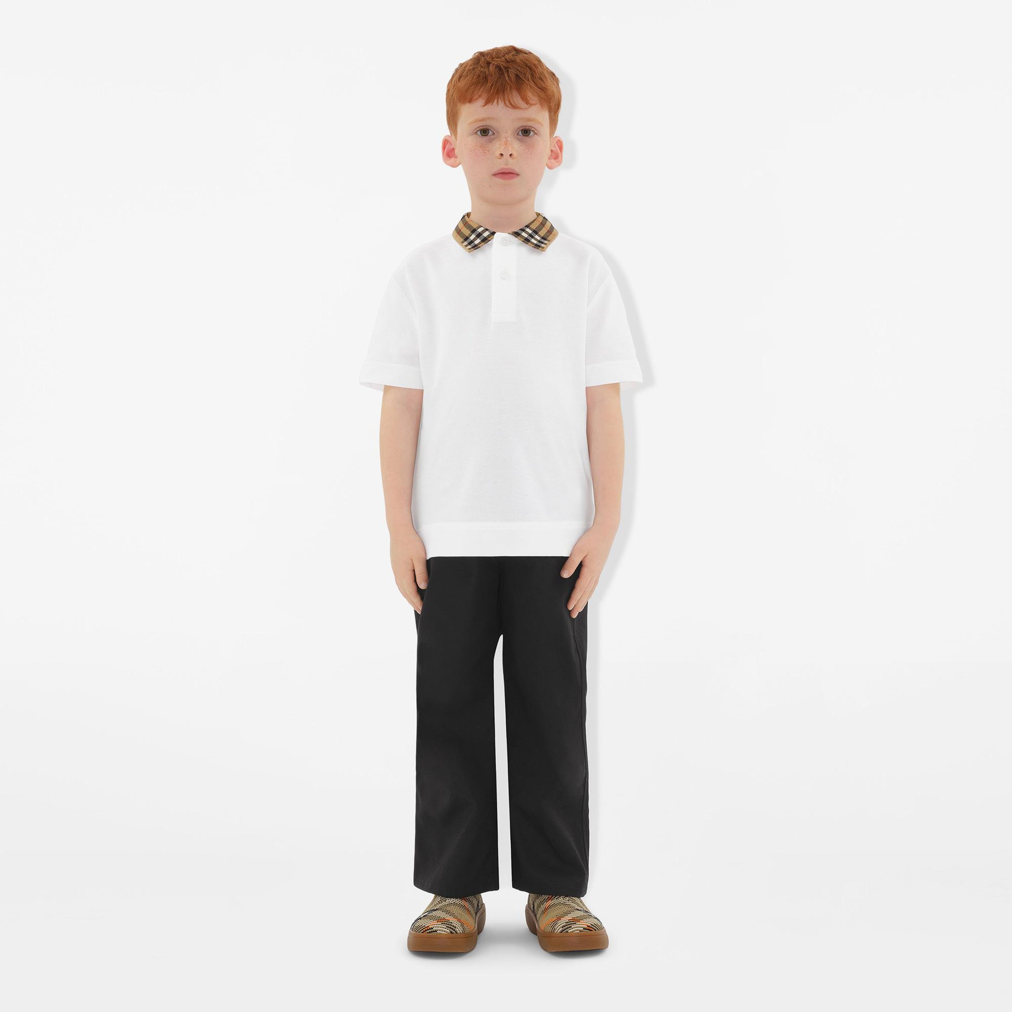 Burberry Johane Collar Cotton Çocuk Beyaz Polo