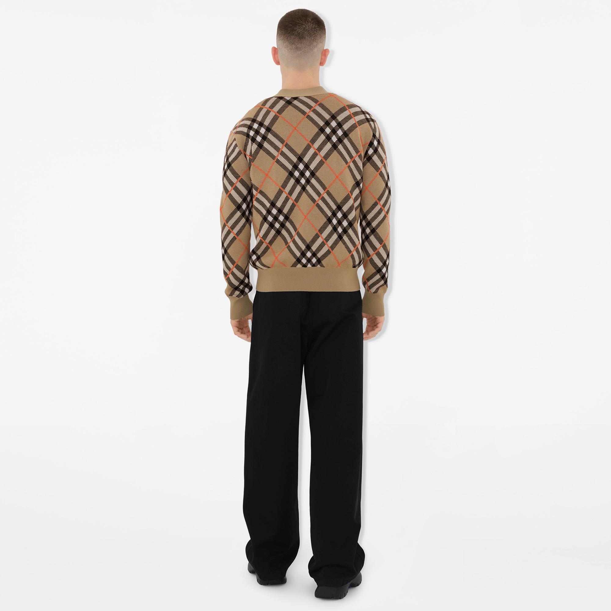 Burberry Check Kareli Yün Karışımlı Erkek Bej Hırka