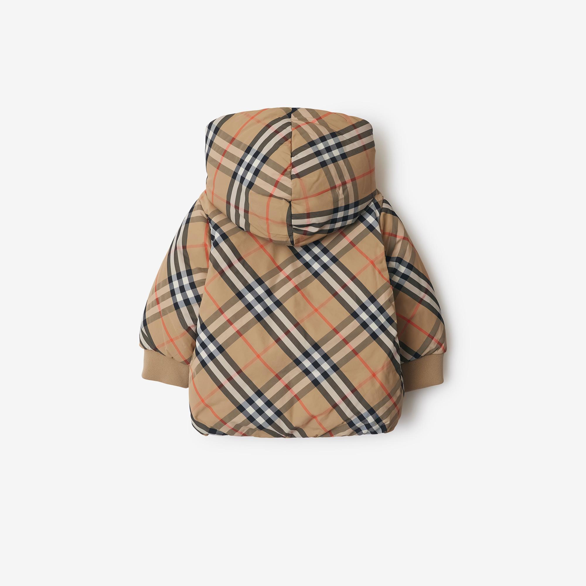 Burberry Reversible Check Nylon Puffer Çocuk Bej Mont
