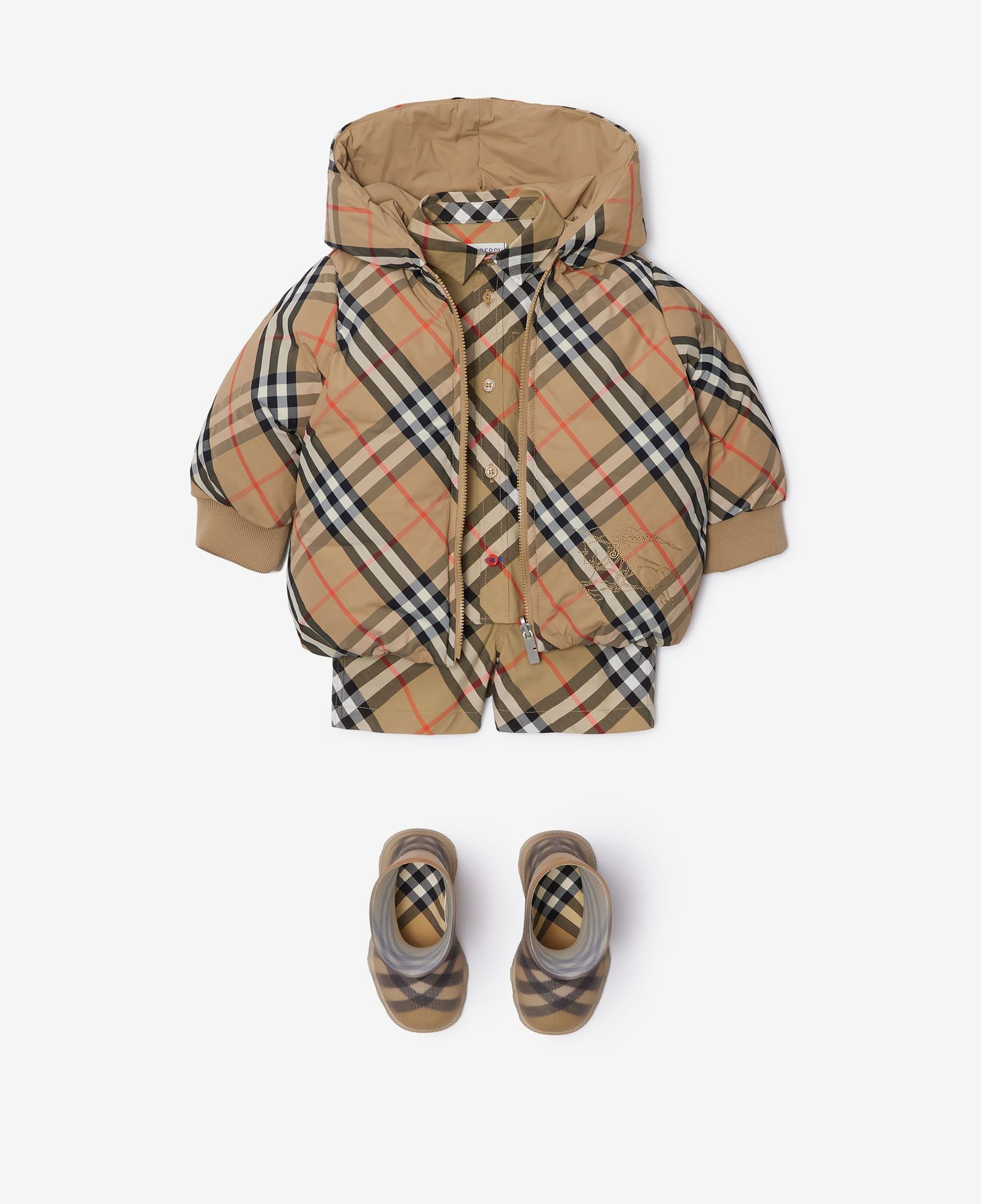 Burberry Reversible Check Nylon Puffer Çocuk Bej Mont
