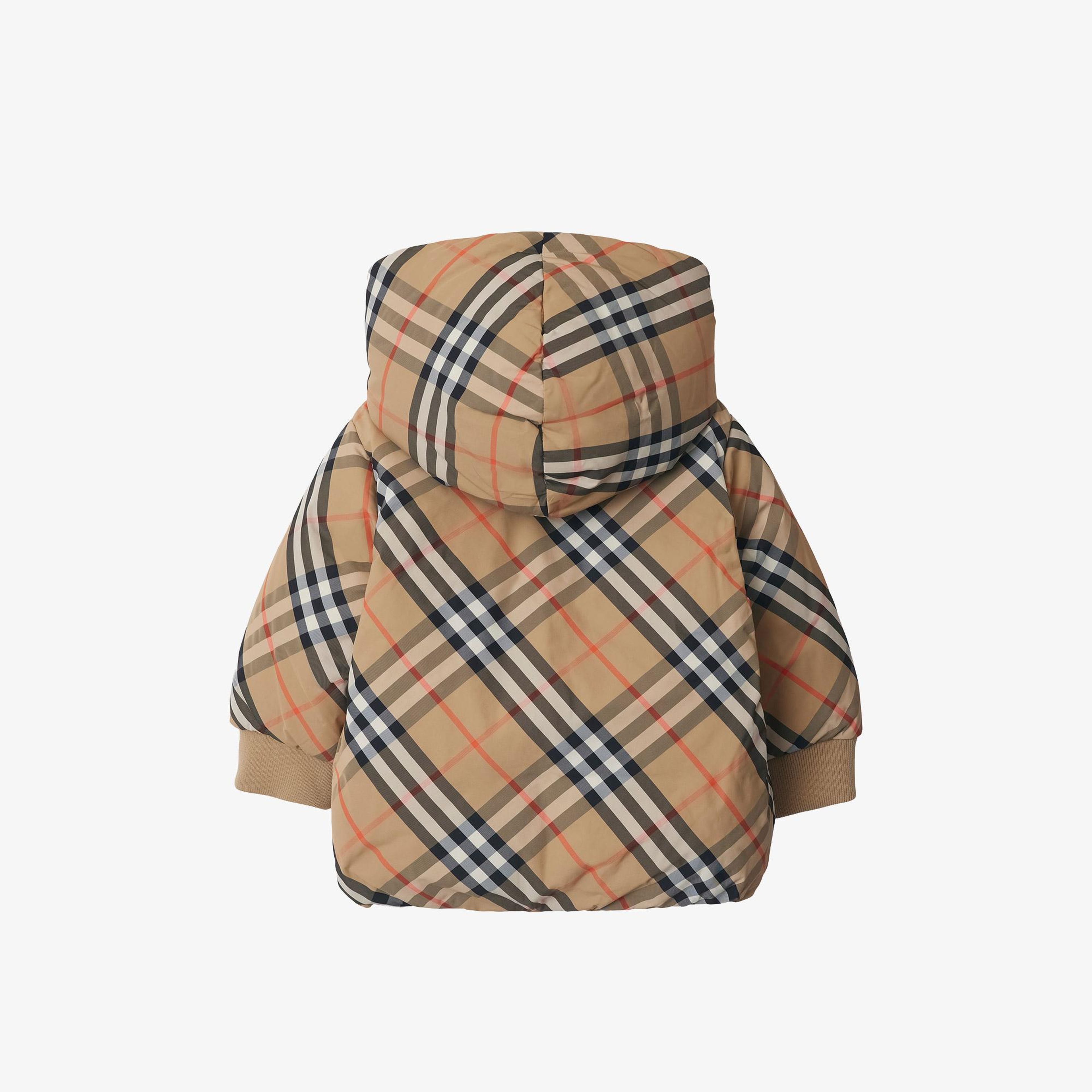 Burberry Reversible Check Nylon Puffer Çocuk Bej Mont