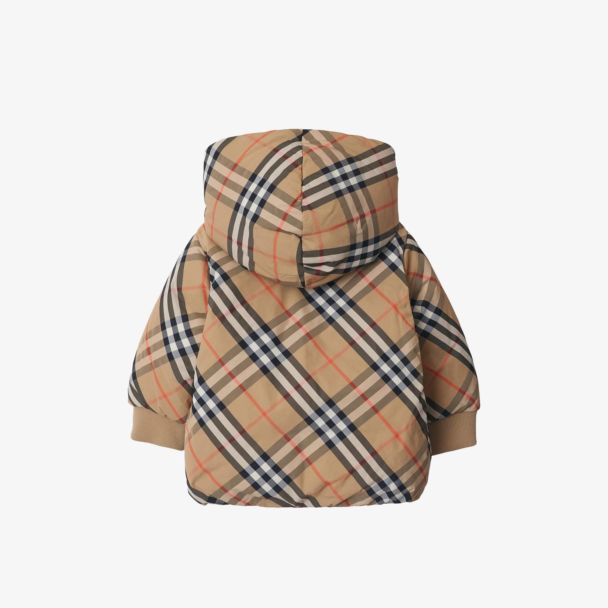 Burberry Reversible Check Nylon Puffer Çocuk Bej Mont